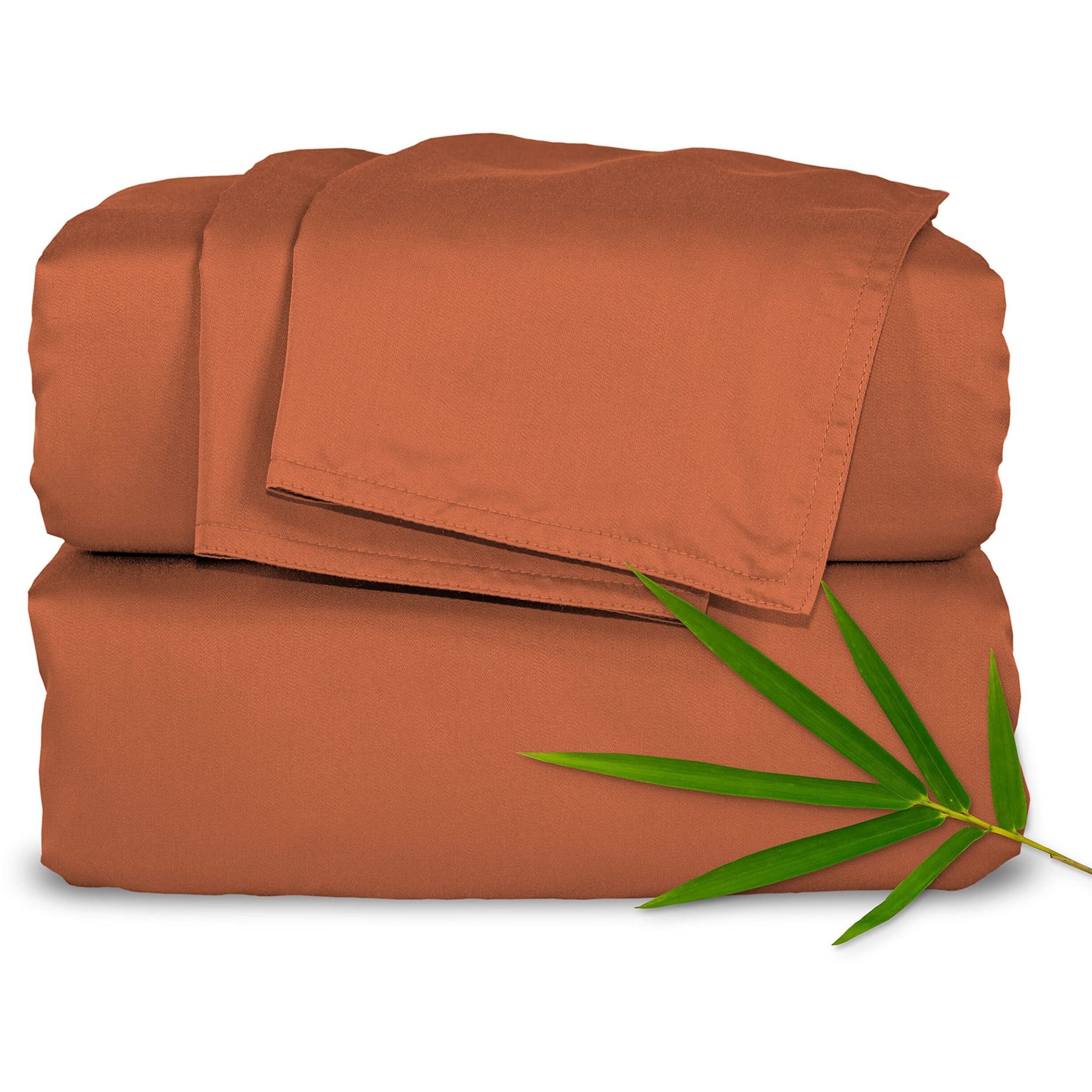 Pure Bamboo Sheets King Size Bed Sheets 4 Piece Set, Genuine 100% Organic Bamboo, Luxuriously Soft & Cooling, Double Stitching, 16 Inch Deep Pockets, Lifetime Quality Promise (King, Terracotta)