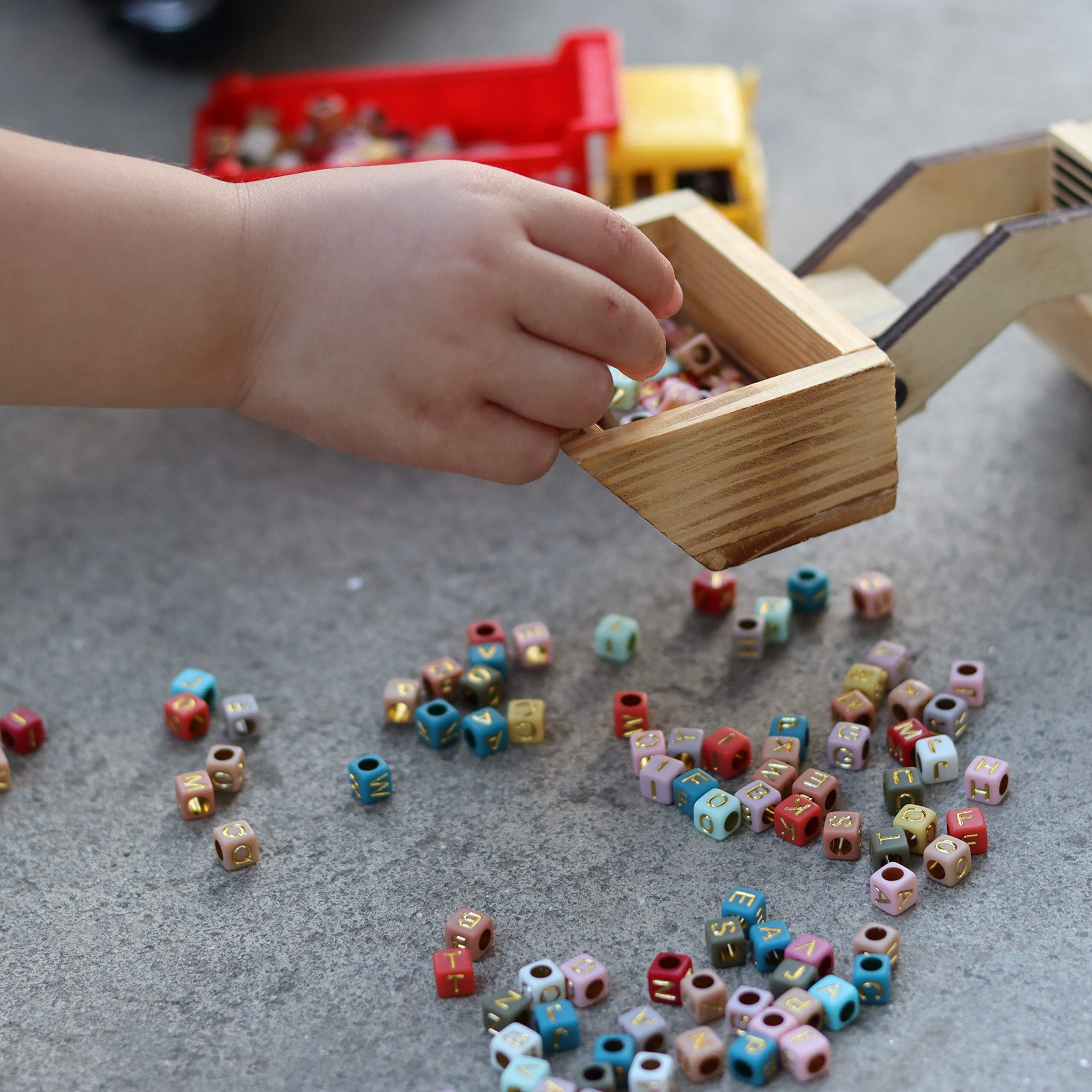 Letter Beads, Augshy 1400 Pcs Morandi Cube Alphabet Beads,Square Letter Beads With 1 Roll 10M Crystal String Cord (6Mm)