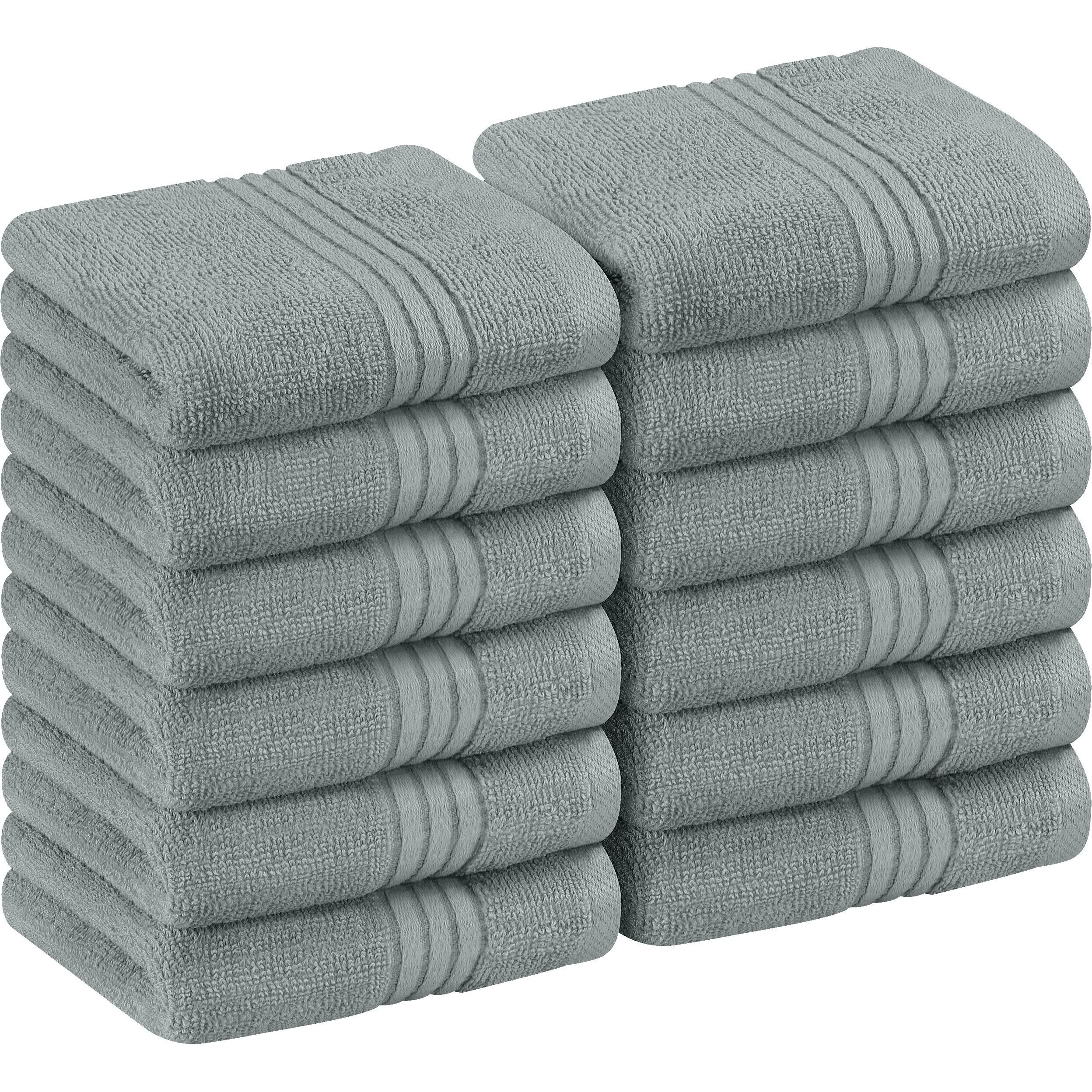 Utopia Towels 12 Pack Premium Wash Cloths Set (12 X 12 Inches) 100% Cotton Ring Spun, Highly Absorbent And Soft Feel Washcloths For Bathroom, Spa, Gym, And Face Towel (Cool Grey)