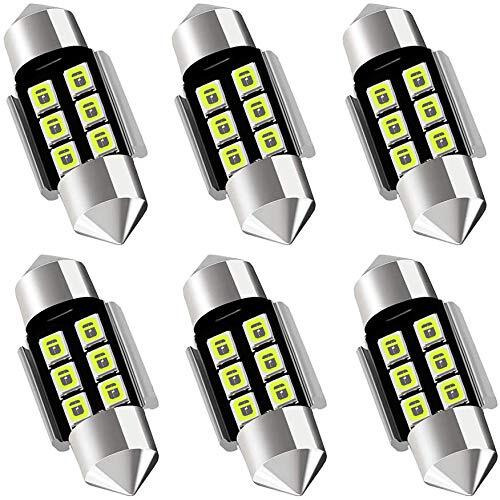 Auxlight De3175 De3021 De3022 3175 31Mm 1.22Afestoon Canbus Error Free Led Interior Light Bulbs Ice Blue, Super Bright 6Smd Chips For Dome Map Door Courtesy License Plate Lights (Pack Of 6)