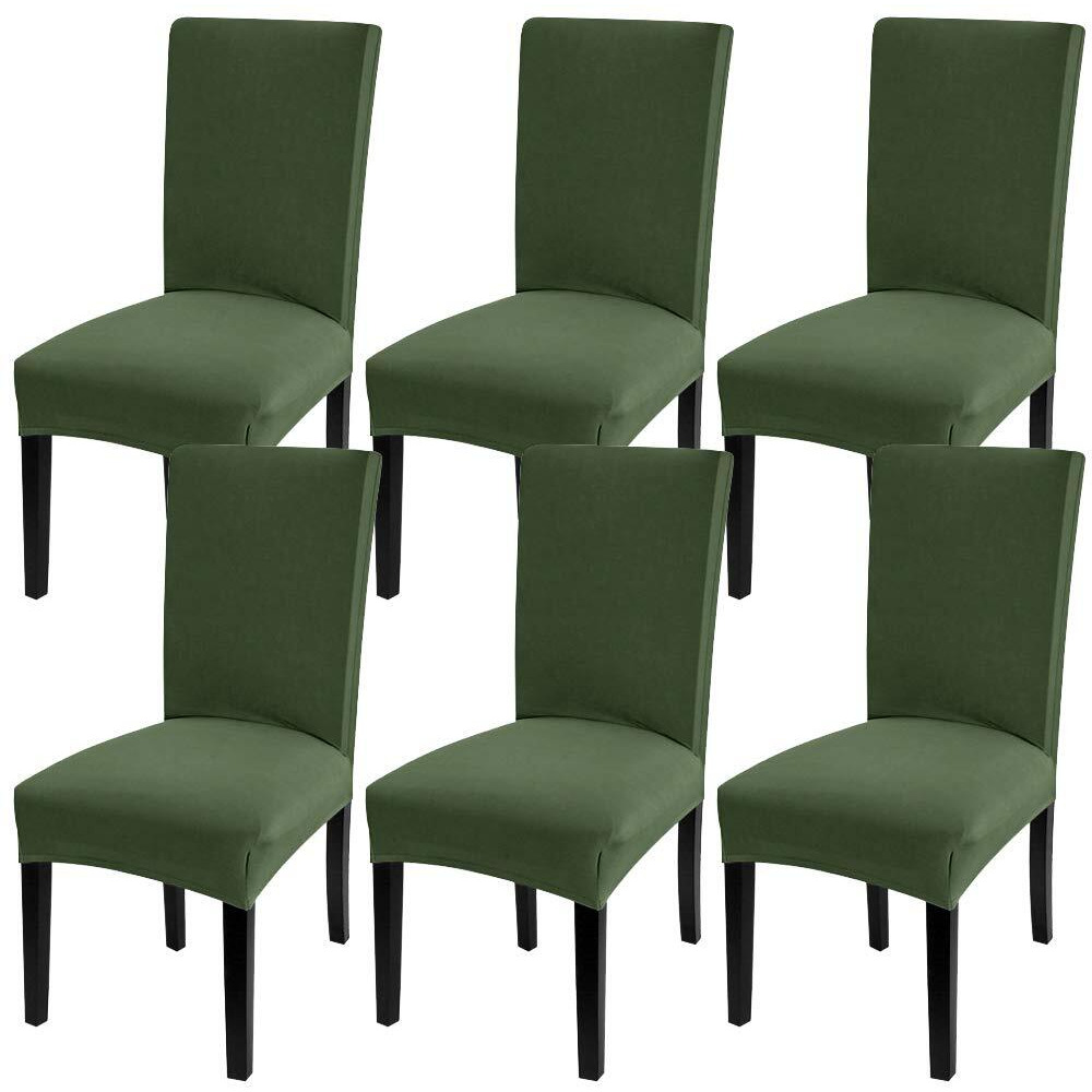Fuloon 6 Pack Super Fit Stretch Removable Washable Short Dining Chair Protector Cover Seat Slipcover For Hotel, Dining Room, Ceremony, Banquet Wedding Party