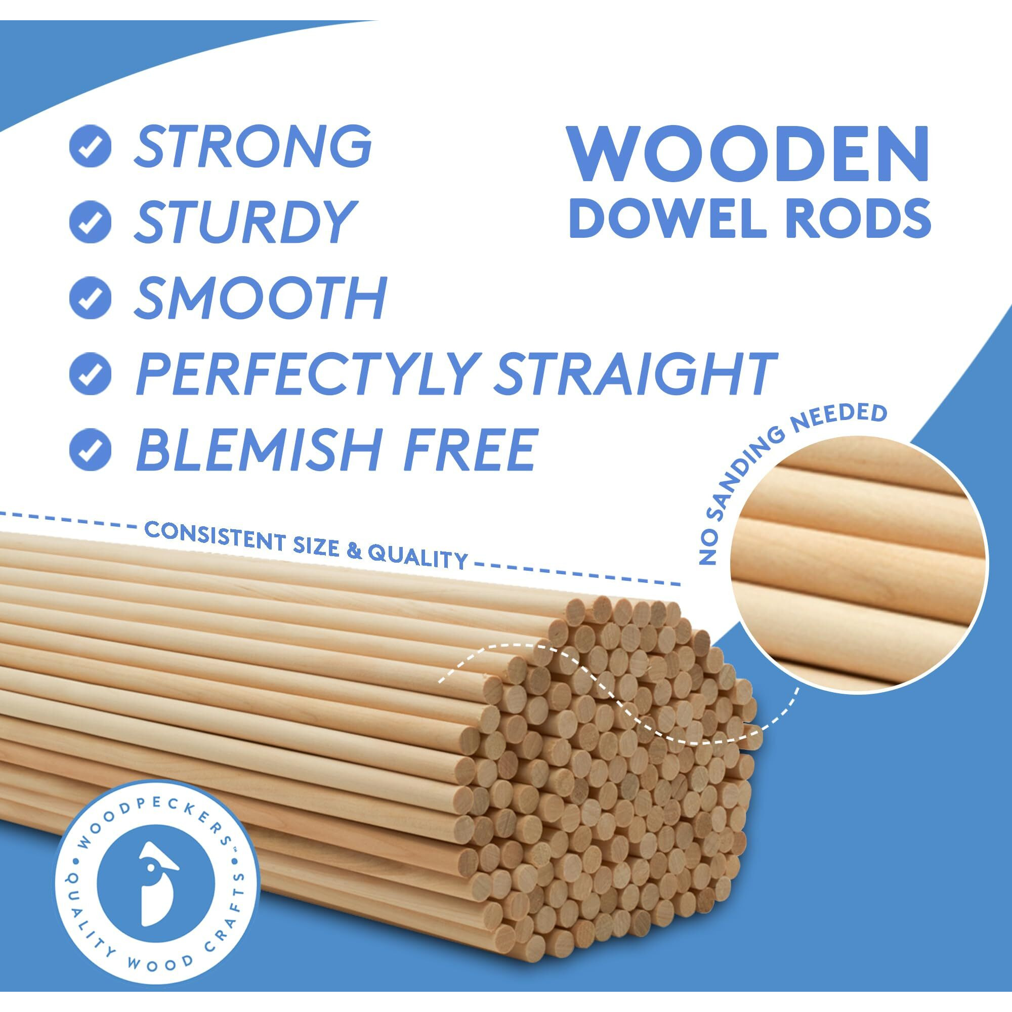 Wooden Dowel Rod, 1 Inch X 24 Inch Wood Dowels, Pack Of 5 Wooden Dowels For Crafts, Unfinished Hardwood Wooden Dowels Rods, Strong Wood Rod Dowels For Crafting And Diyers