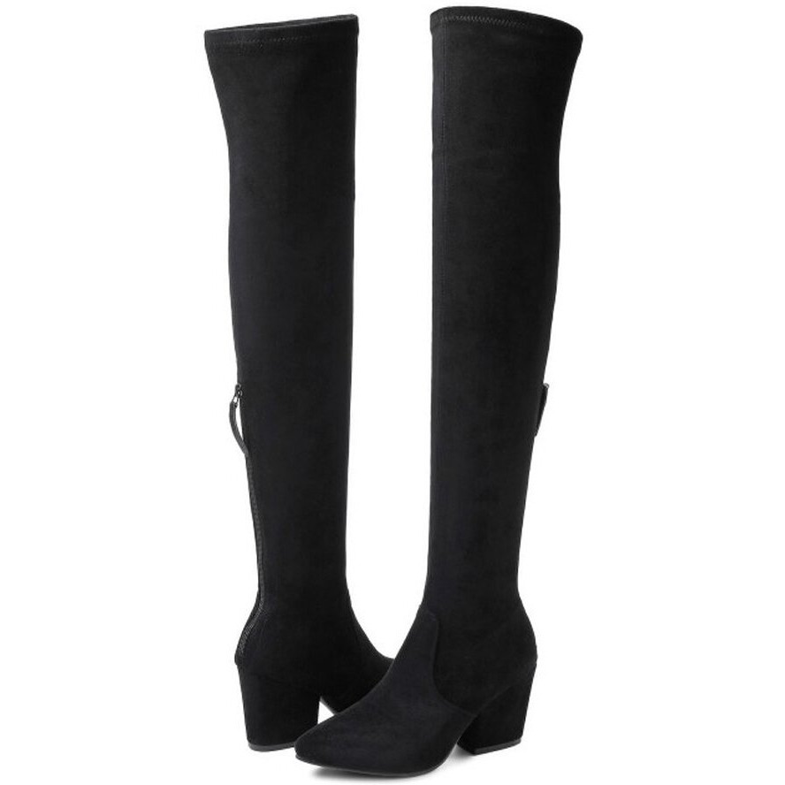 N.N.G Women Over The Knee Boots Black Size 8.5 Winter Suede Long Block Thigh High Otk Best Comfort Above Knee Designer Ladies Pointed Toe