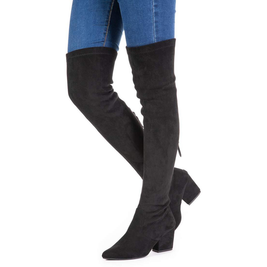 N.N.G Women Over The Knee Boots Black Size 8.5 Winter Suede Long Block Thigh High Otk Best Comfort Above Knee Designer Ladies Pointed Toe