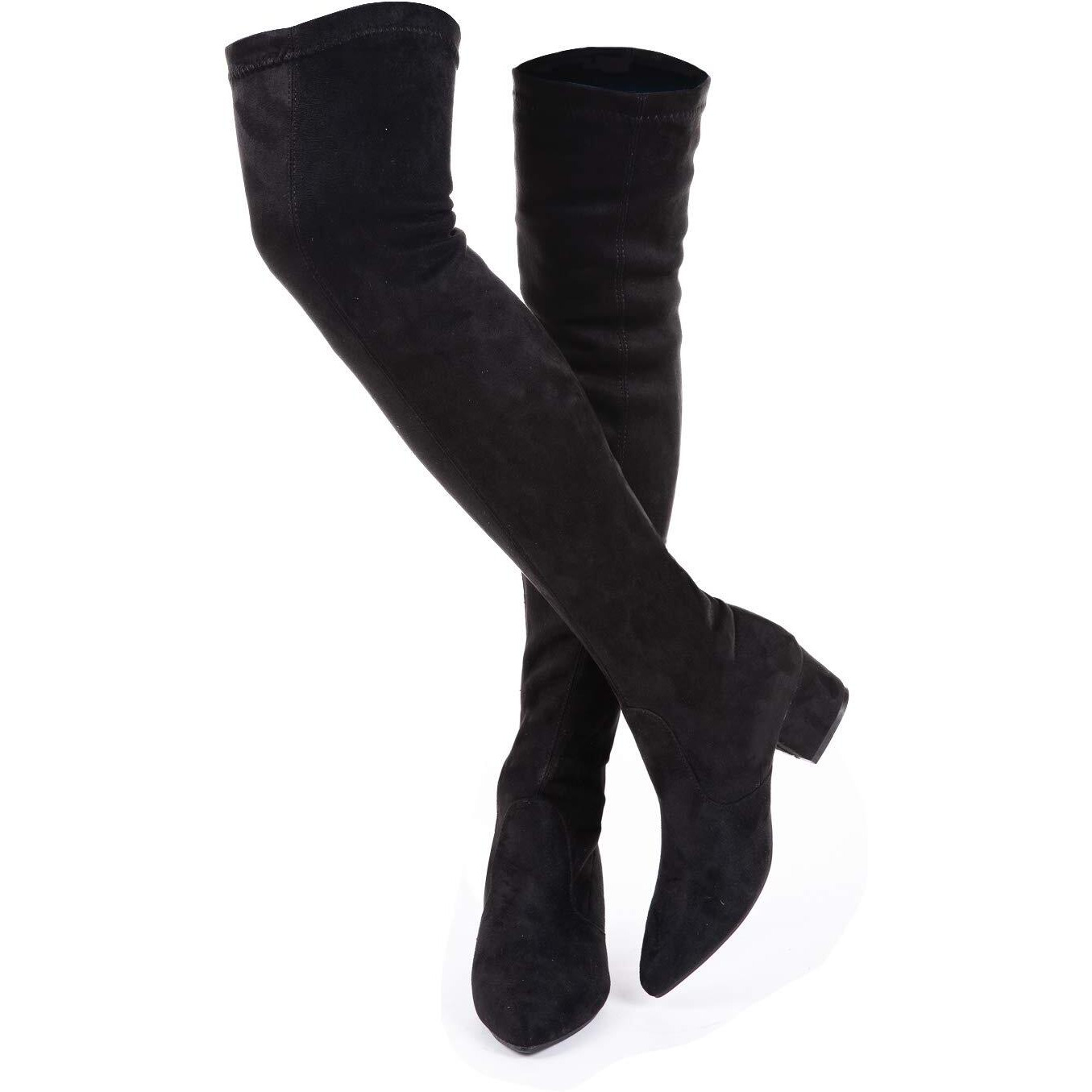 N.N.G Women Over The Knee Boots Black Size 8.5 Suede Block Winter Long Thigh High Low Otk Comfort Pointed Toe Above The Knee