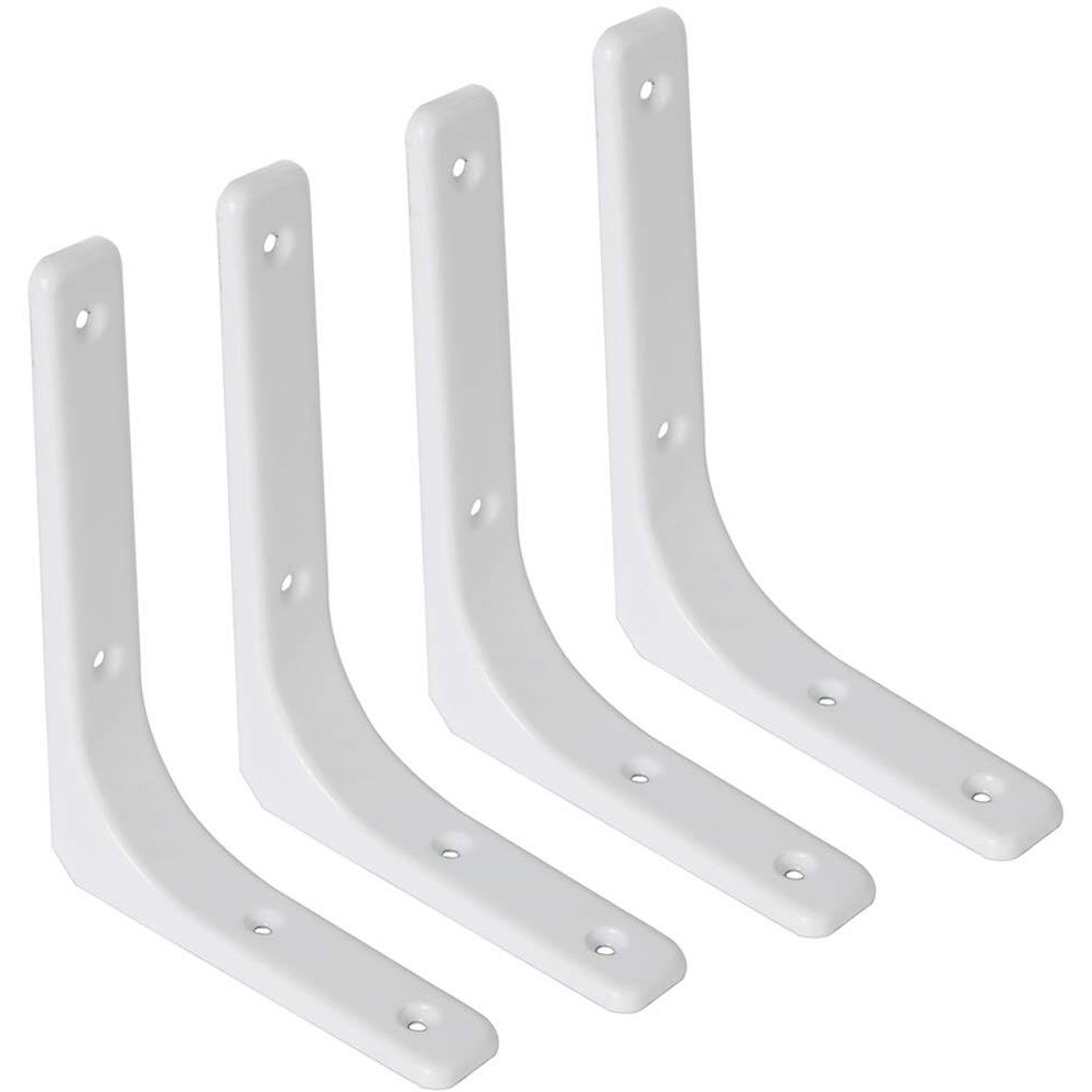 Sayayo Metal Shelf Brackets, 8 X 6 Inch Heavy Duty L Angle Brackets Shelf Hardware Decorative Wall Hanging Supports For Floating Storage Shelf, 4 Pcs Bright White