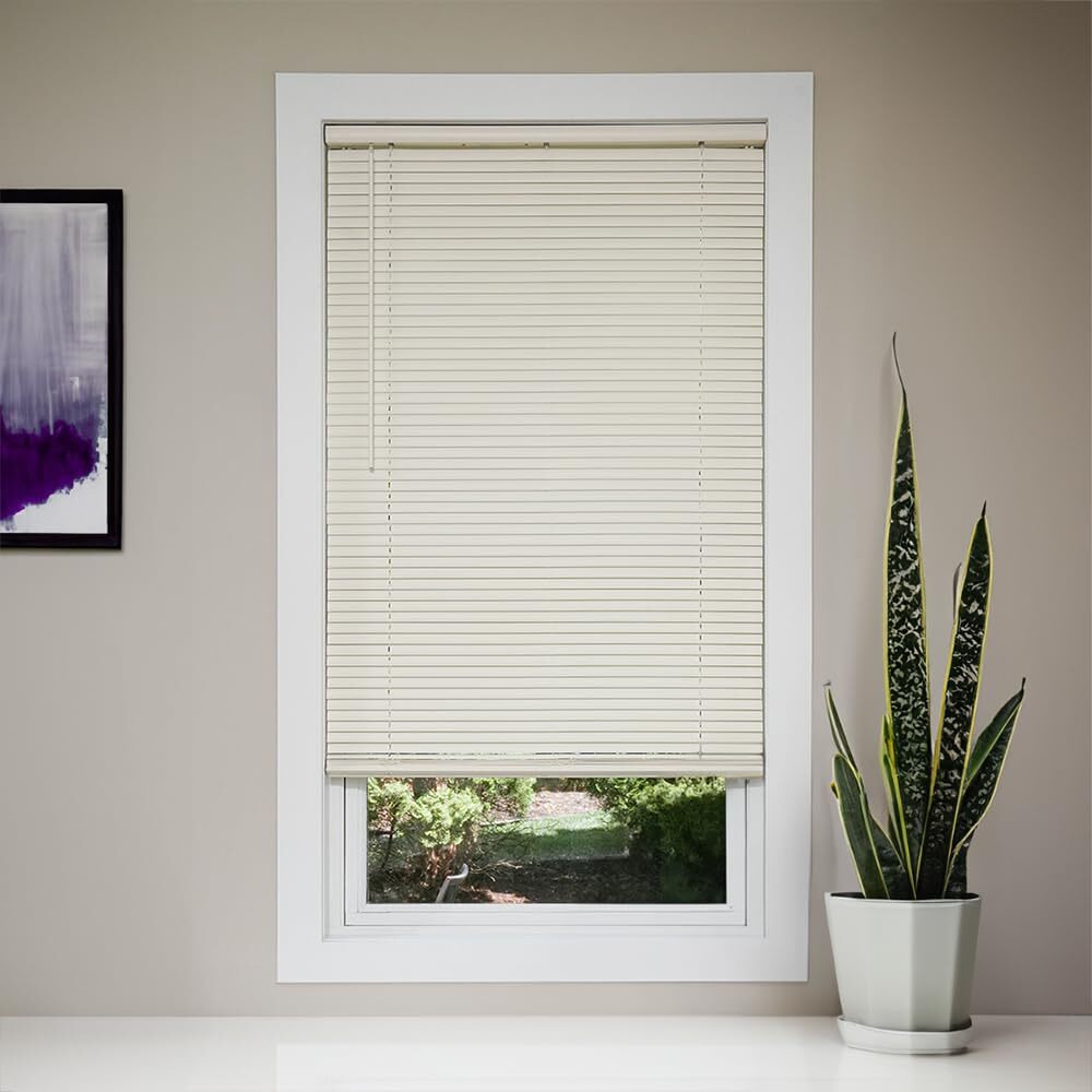 Room Darkening Cordless Mini Blind - 33.5" W X 48" L - Alabaster, Over 1,400 Custom Sizes Starting At 9.97, Durable 1" Vinyl Slats, Smooth Lift Operation, Horizontal Window Shades By Lumino