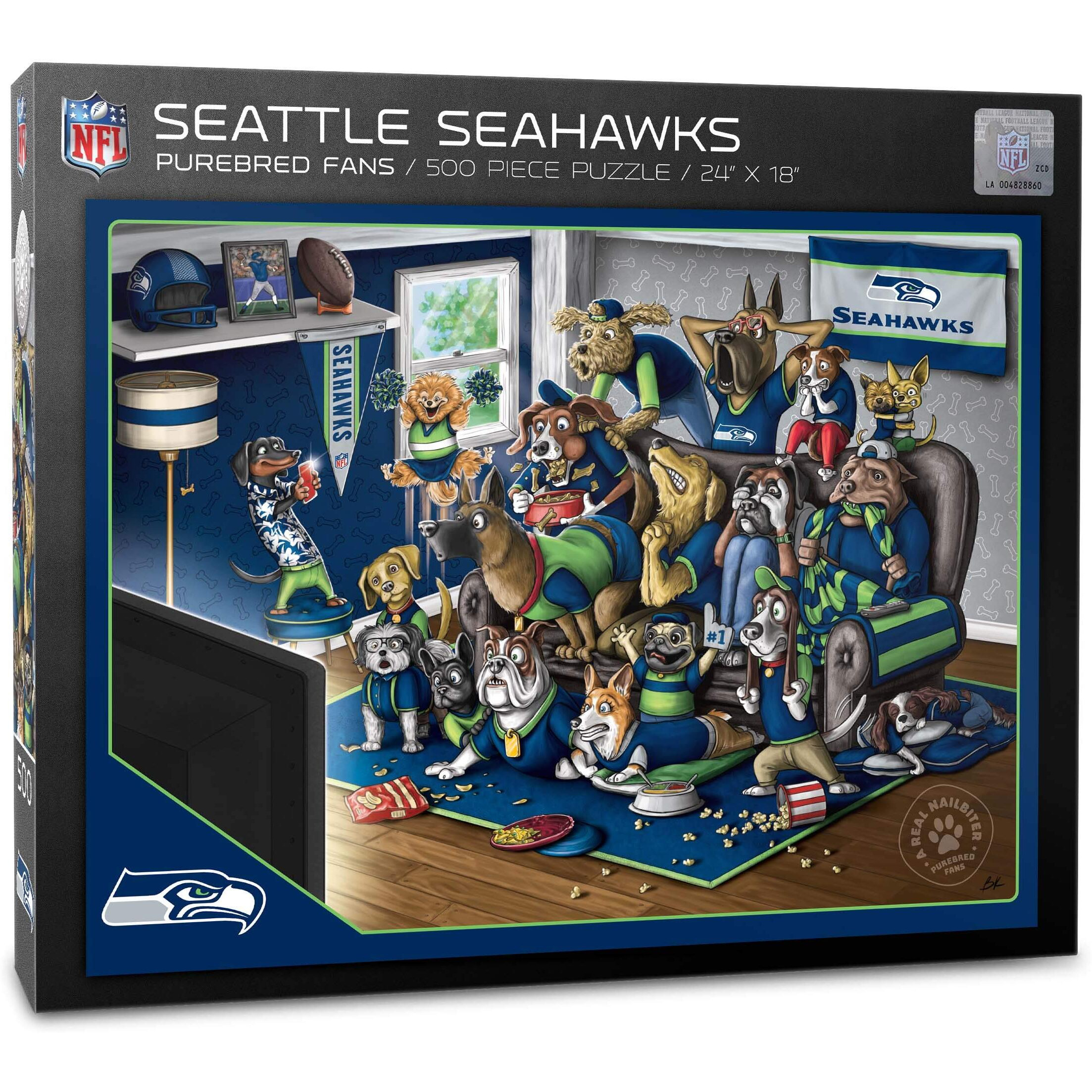 Youthefan Nfl Seattle Seahawks Purebred Fans 500Pc Puzzle - A Real Nailbiter