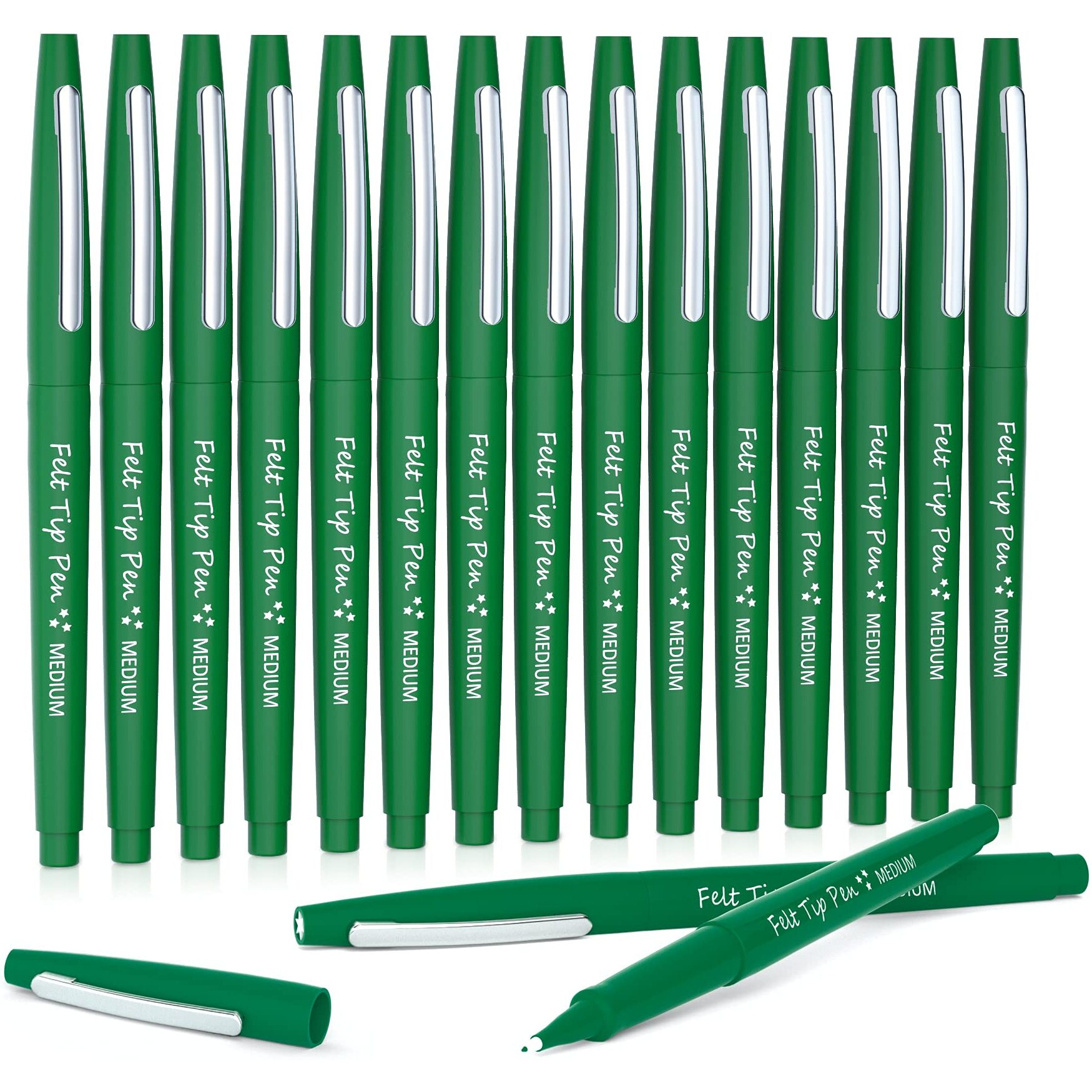 Lelix Felt Tip Pens, 15 Green Pens, 0.7Mm Medium Point Felt Pens, Felt Tip Markers Pens For Journaling, Writing, Note Taking, Planner, Perfect For Art Office And School Supplies