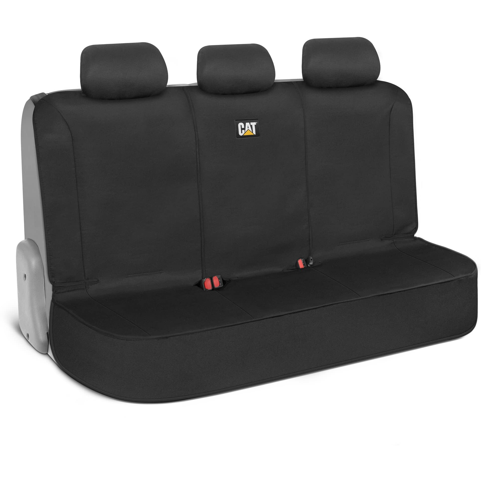 Cata Flexfit Seat Cover For Cars Trucks Suv, Zipper Split Rear Bench Protector With Durable Canvas Material, Interior Cover In Black