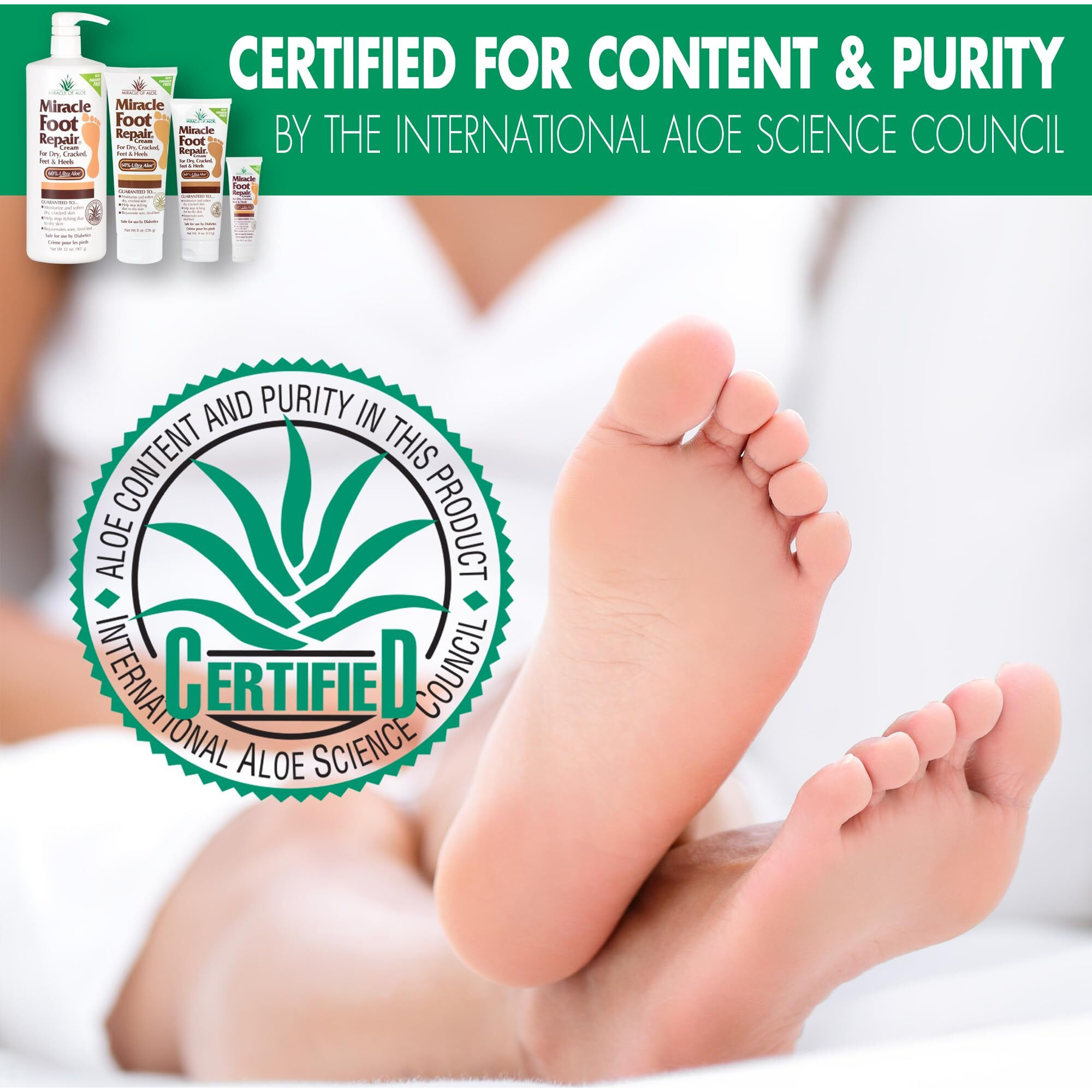 Miracle Foot Repair Cream (32 Oz) Repairs Dry Cracked Heels And Feet, 60% Pure Ultraaloe Moisturizes, Softens, And Repairs