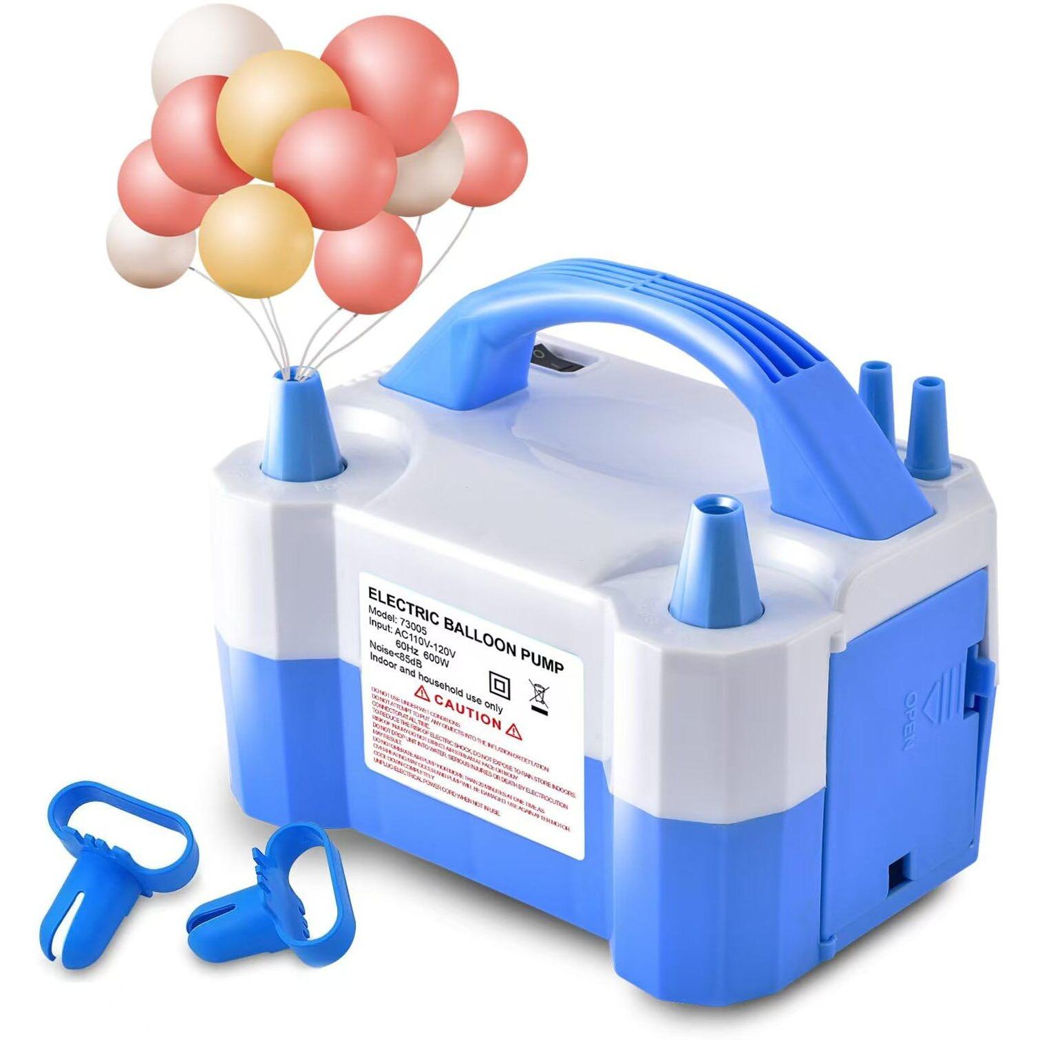 Electric Air Balloon Pump, Portable Dual Nozzle Electric Balloon Inflator/Blower For Party Decoration,Used To Quickly Fill Balloons - 110V 600W [Blue]