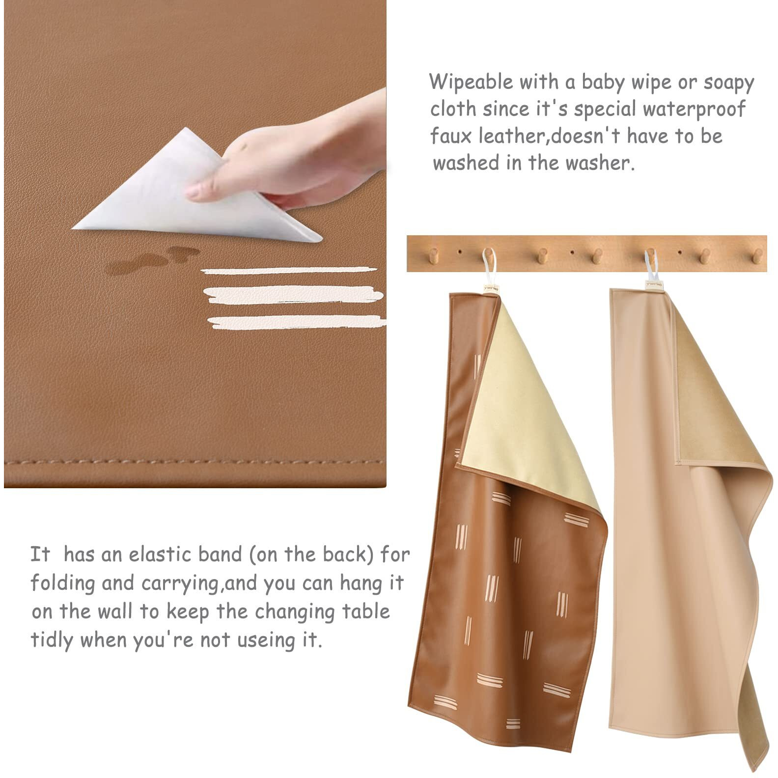 Owlowla Baby Diaper Changing Pad Portable Changing Mat Travel Changing Pad Liner For Baby And Small Toddler(Beige&Brush Strokes)