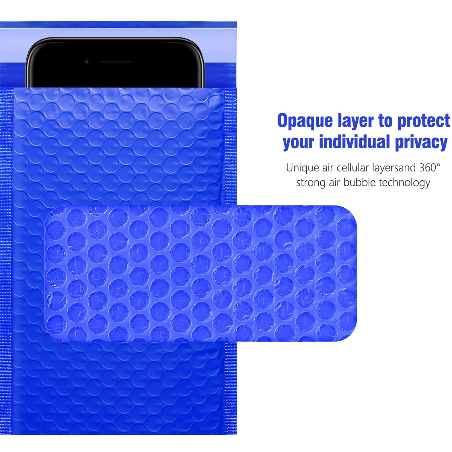 Hblife 50Pcs Bubble Mailers, 4X8 Inches Self Seal Blue Poly Mailers, Padded Envelopes Shipping Bags Packaging For Small Business