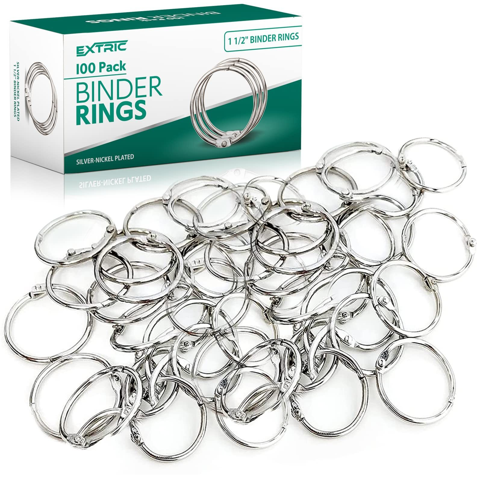 Binder Rings, 1 1/2 Inch - 100 Pack Metal Rings, Heavy Duty Steel Book Rings - Use For Paper Rings, Key Rings, Binder Ring, Metal Rings For Index Cards Great For Home, School, And Office