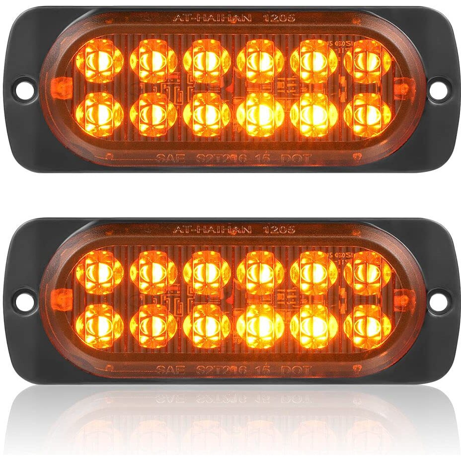 At-Haihan Pack Of 2 Aluminum Housing Amber Led Trailer Turn Signal Brake Parking Side Maker Lights, Dot Compliant Waterproof Surface Mount Lighting For Truck Tractor Jeep Rv
