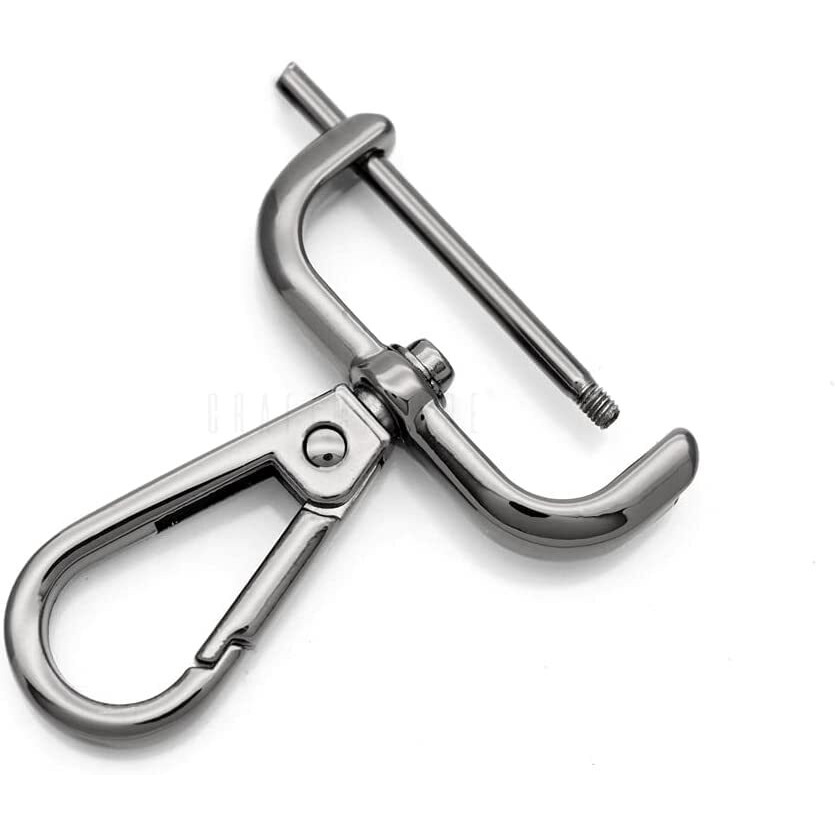 Craftmemore 2Pcs Detachable Snap Hook Swivel Clasp Wscrew Bar Vt493 Bag Strap Hardware Replacement (1 12 Inch, Gunmetal)