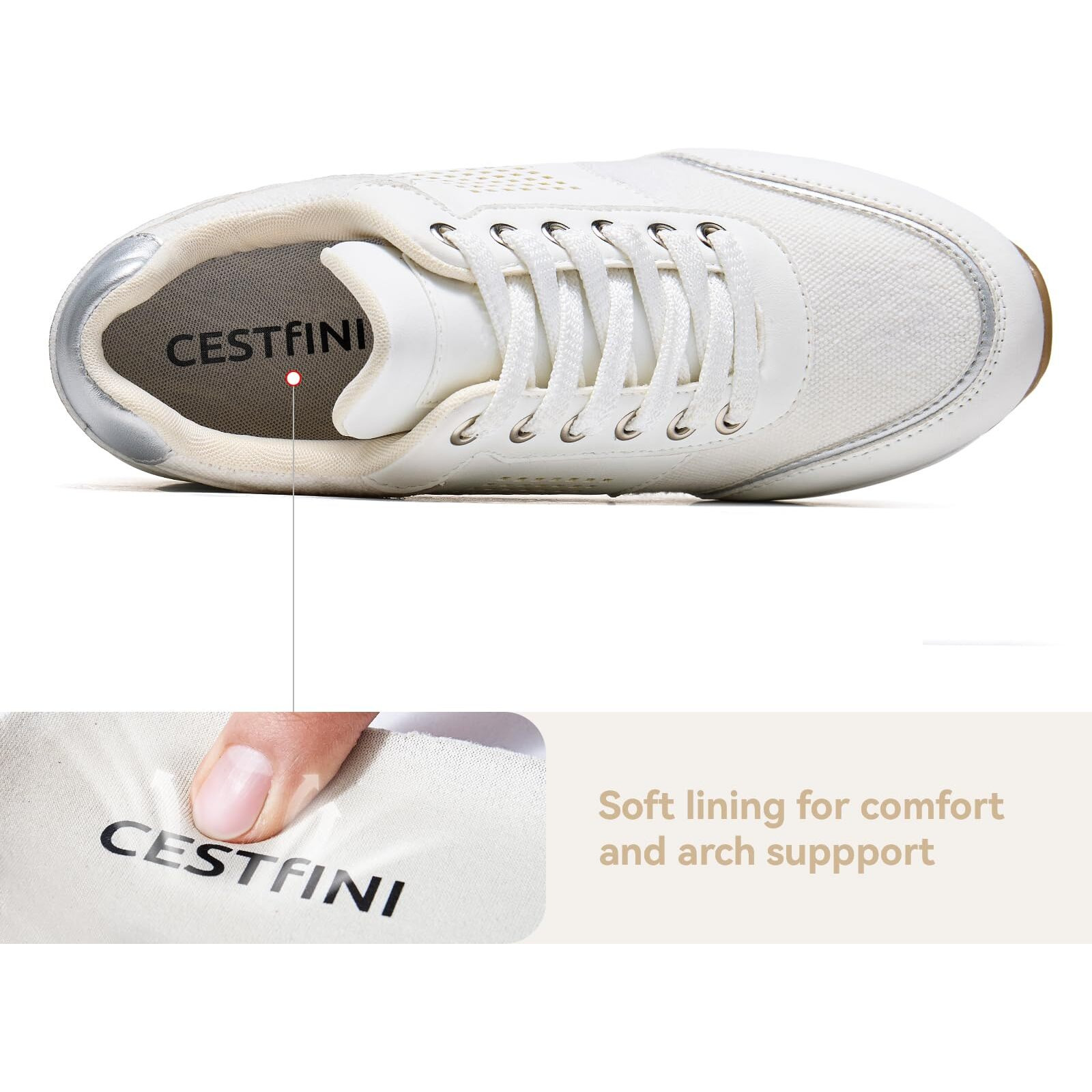 Cestfini White High Wedge Sneakers For Women Wedge Tennis Shoes Non-Slip Women Fashion Sneakers W145-Rtw17-White-9