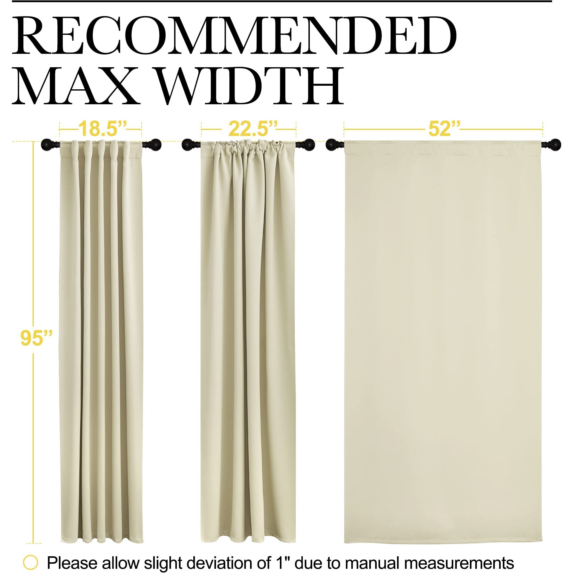 Nicetown Living Room Blackout Curtains 95 Inches Long, Window Treatment Room Darkening Curtains For Office (Beige, 52" Wide By 95" Long, 2 Pieces)