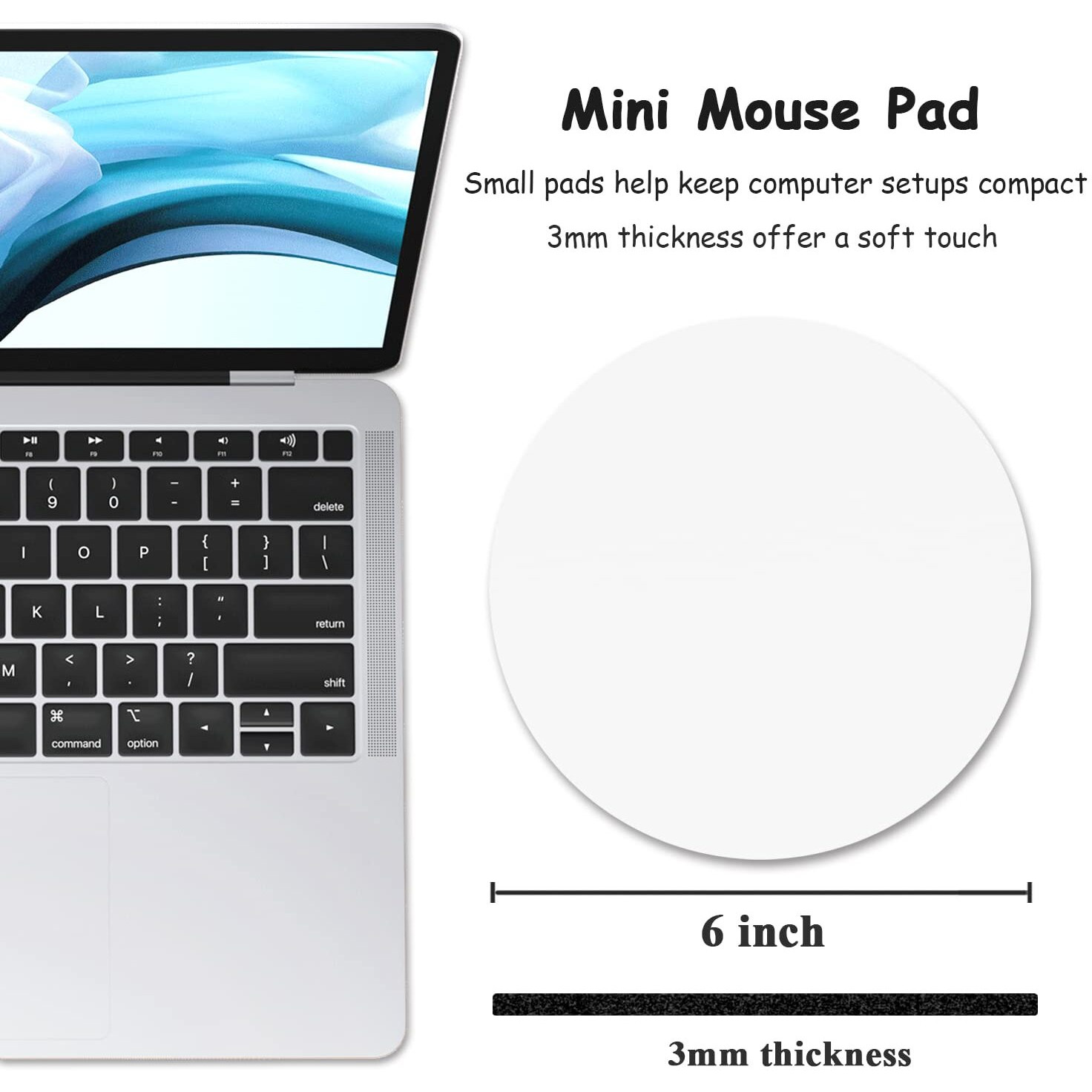 Dapesuom Small Mouse Pad, 5 X 6 Inch Thick Rubber Premium-Textured Non-Slip Portable & Washable Mini Mouse Mat For Women Men Wireless Laptops Keyboard Tray Gaming Work Computer Office Travel, White