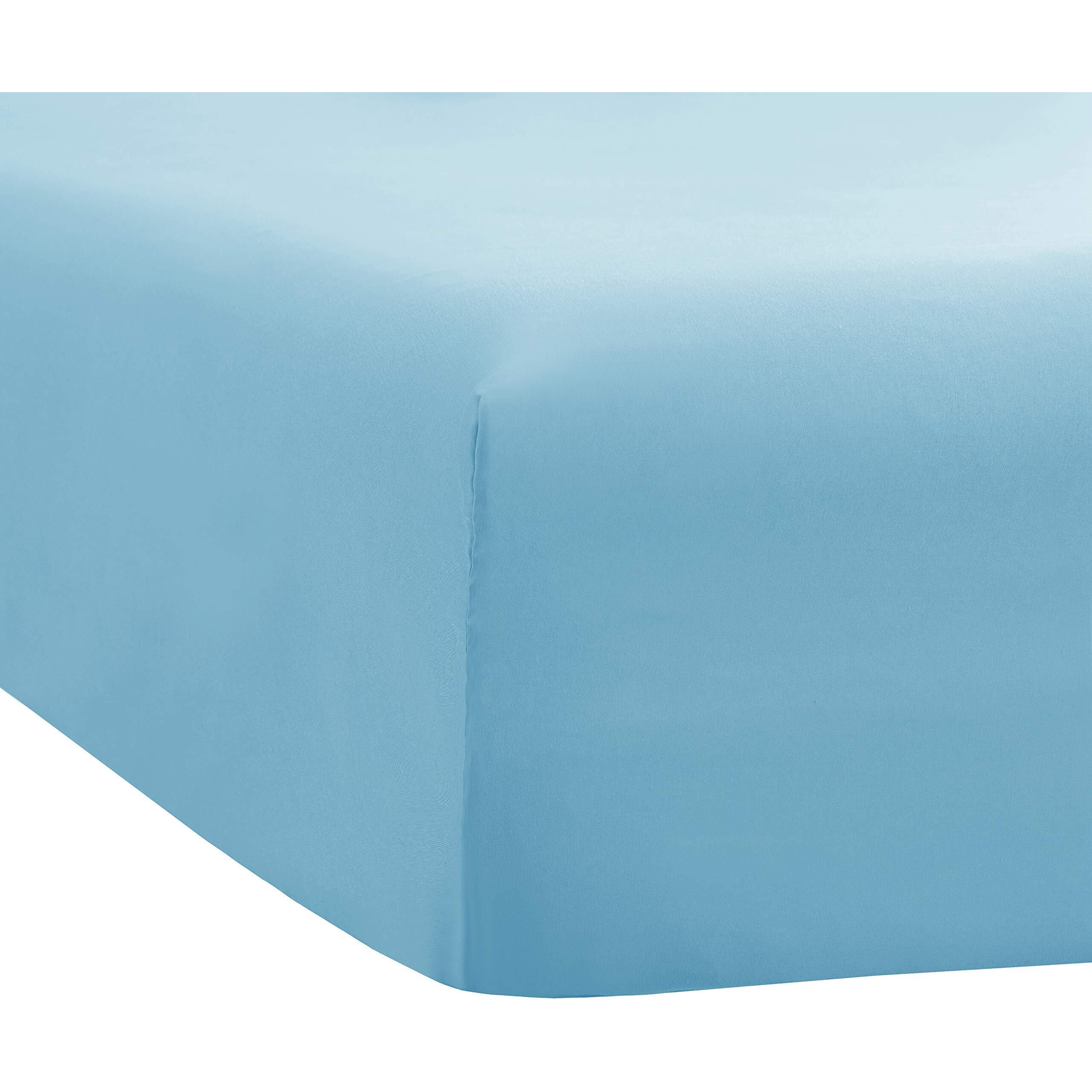Sfoothome Single Fitted Sheet (Twin - Sky Blue) - Deep Pocket Brushed Velvety Microfiber, Breathable, Extra Soft And Comfortable - Wrinkle, Fade, Stain And Abrasion Resistant