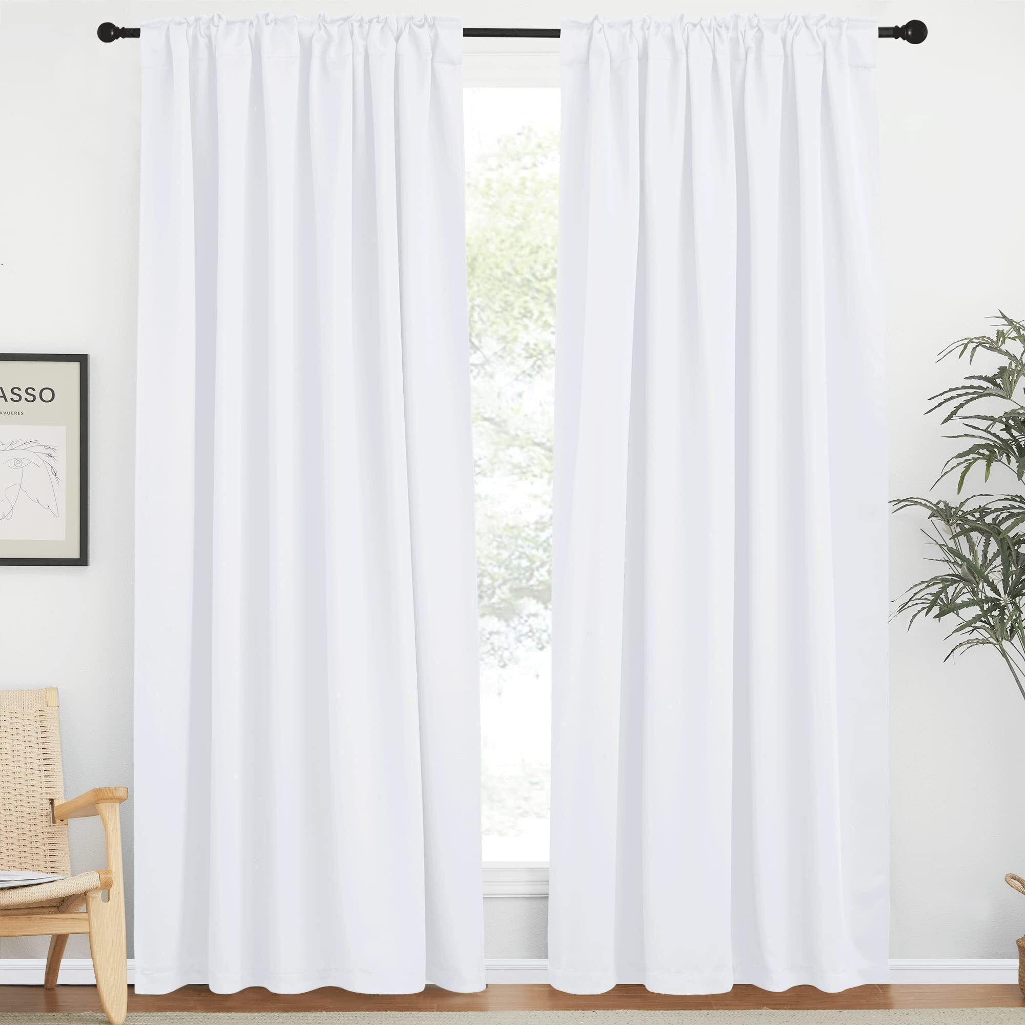 Nicetown Living Room Curtain Drapes - (White Color) W62 X L84, Set Of 2, Door Curtain For Doorway Privacy, Temporary Insulated Closet Curtain For Bedroom Closet Door