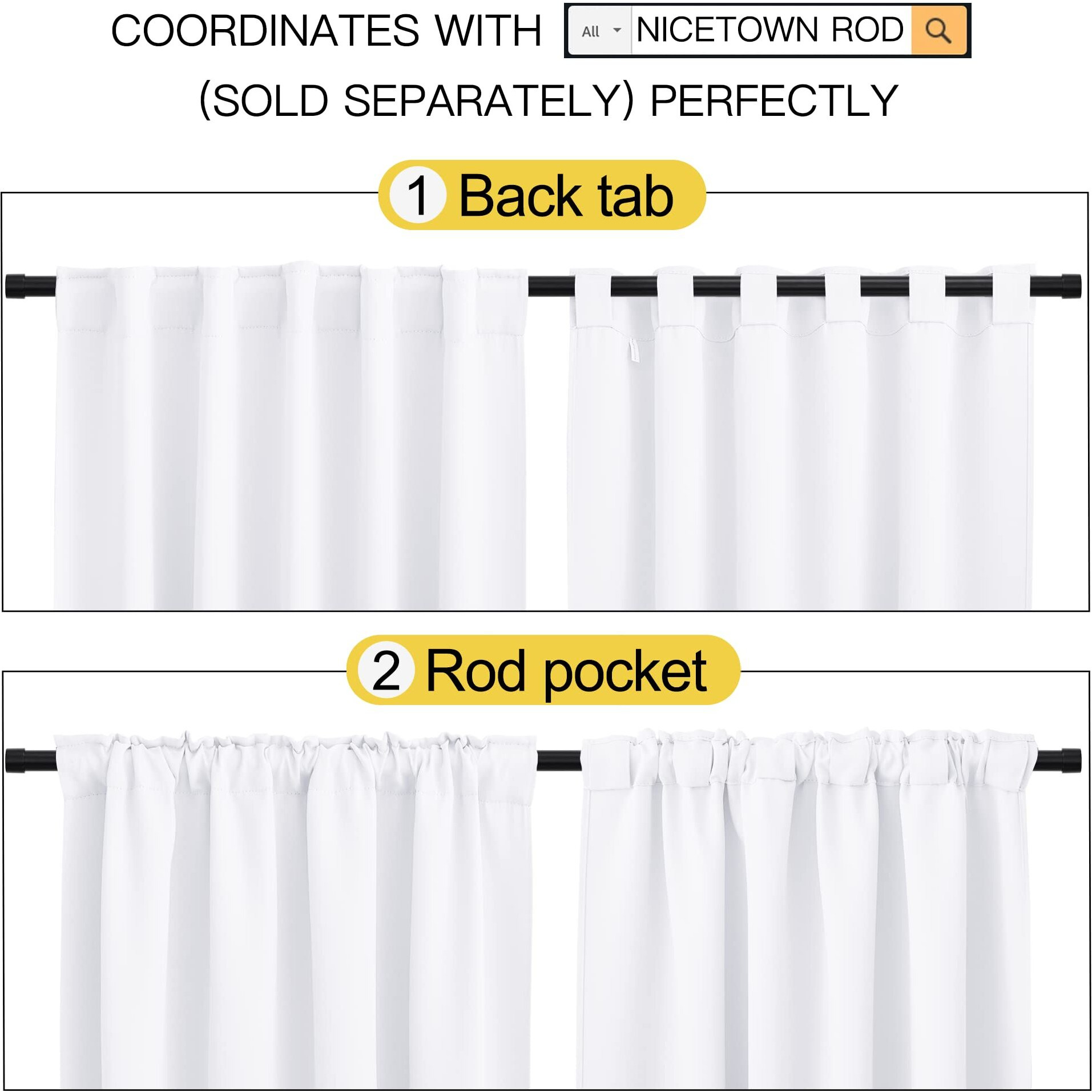Nicetown Living Room Curtain Drapes - (White Color) W62 X L84, Set Of 2, Door Curtain For Doorway Privacy, Temporary Insulated Closet Curtain For Bedroom Closet Door