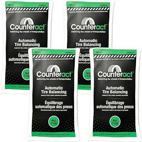 Counteract 4Oz-B4 Centrifugal Force Tire/Wheel Balancing Beads - Off-Road Vehicles, Light Duty Truck Tires, (4) 4Oz Balance Bead Bags, (4) Valve Caps And Cores
