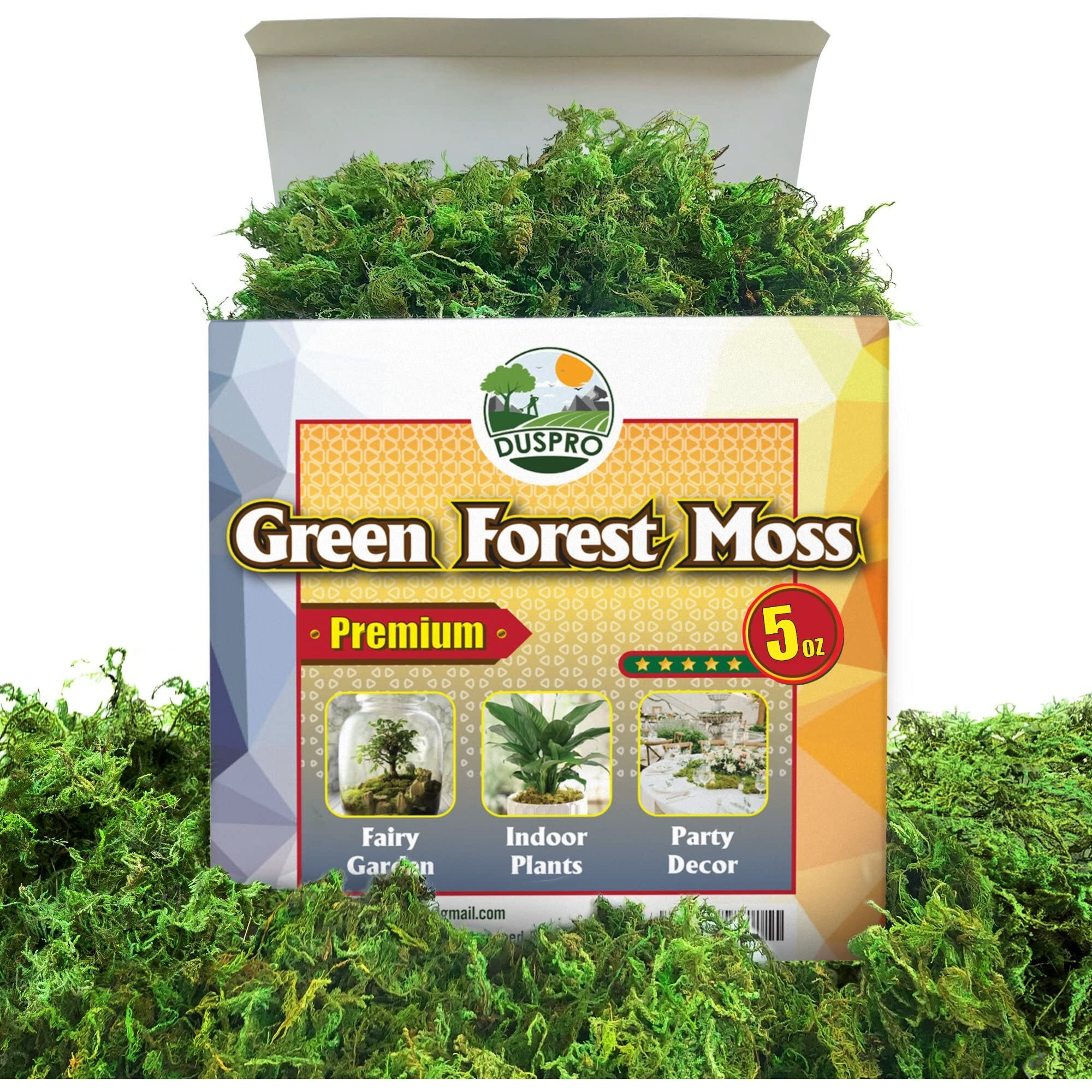 Duspro Green Moss For Crafts, Artificial Moss Potted Plants, Decorative Moss For Table Centerpieces Wedding Christmas Fairy Party Decor, Faux Moss For Indoor Planters, Diy Project 140Gr
