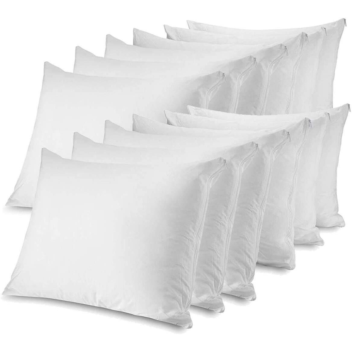 Circleshome King Pillow Protectors - 100% Cotton Breathable Pillow Covers - Protects From Dirt, Dust, And Debris (King 20X36 - Set Of 12)