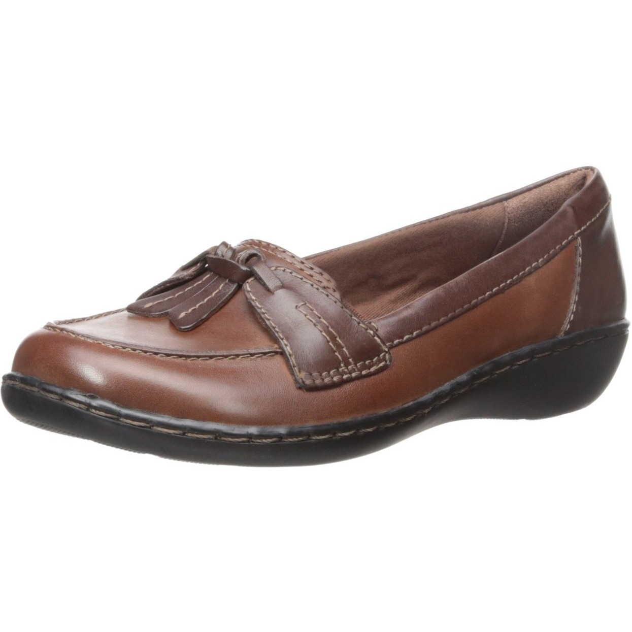 Clarks Womens Ashland Bubble Slip-On Loafer, Brownblack, 75 M Us