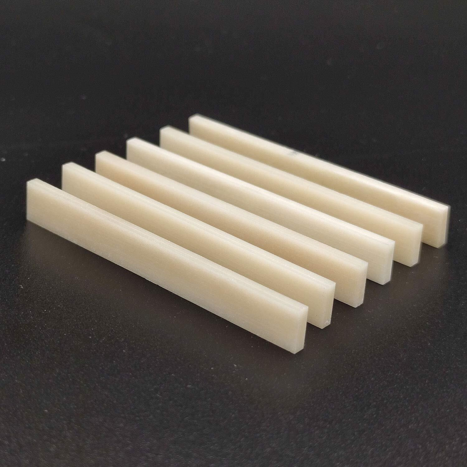 Vencetmat 6Pcs Unbleached Blank & Uncut Guitar Saddles Pure Bone For Electric & Acoustic & Classical & Cigar Guitar, Mandolin, Banjo, Ukulele Part Diy