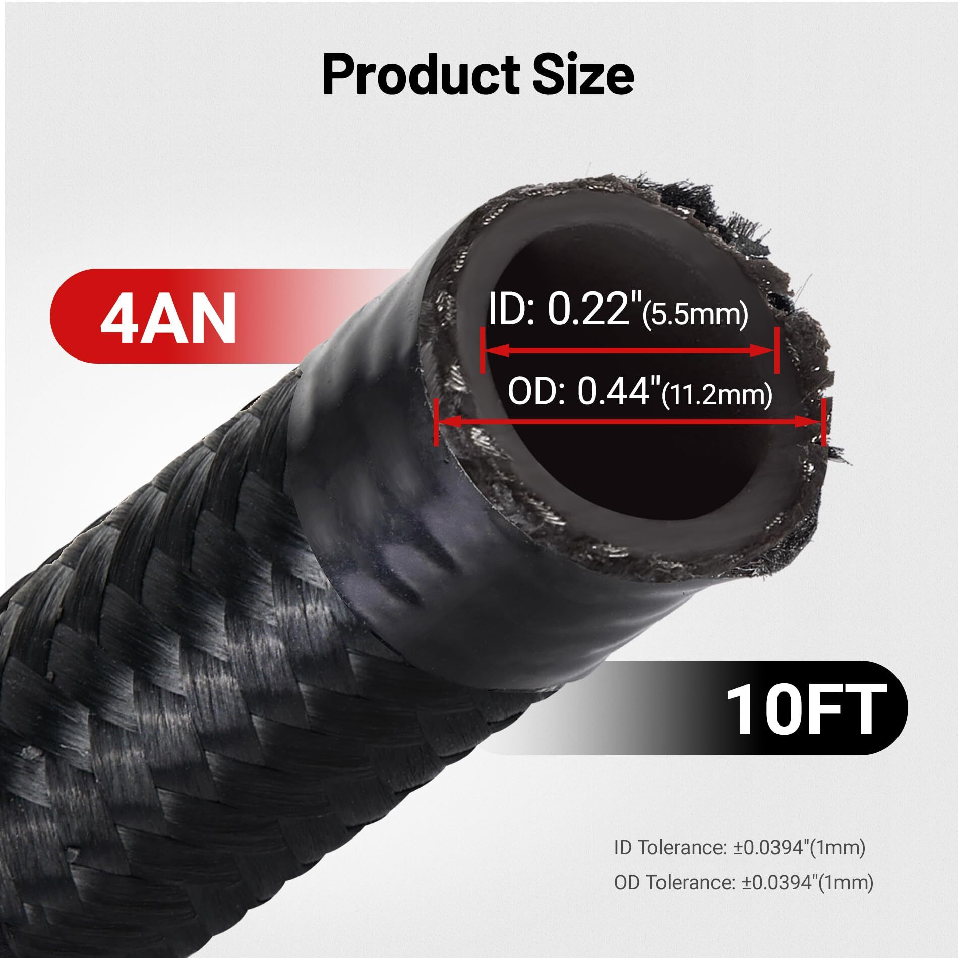 Evil Energy 4An Fuel Line, An4 Braided Fuel Hose Nylon Cpe 10Ft Black