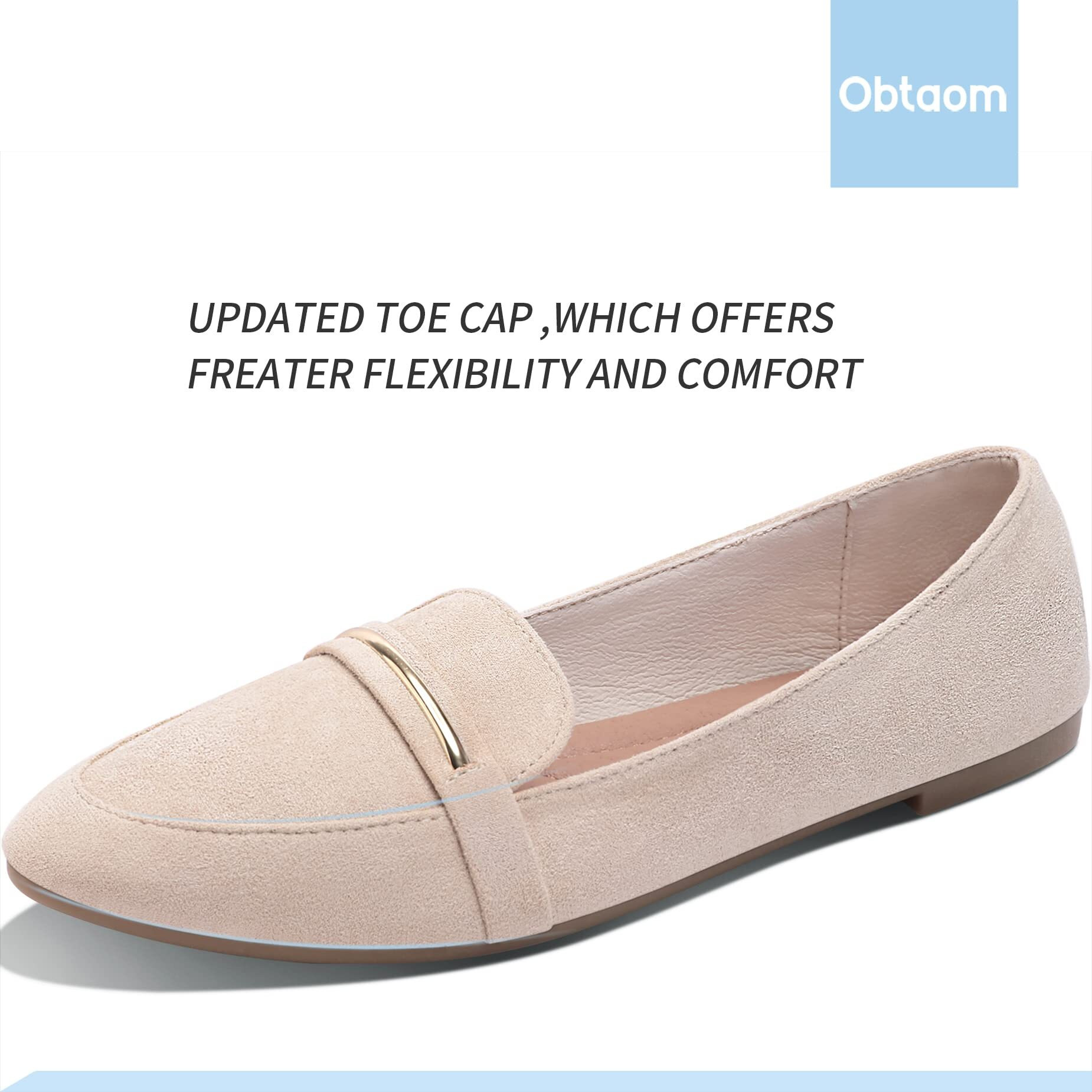 Women's Pointy Toe Loafer Flat Comfortable Faux Suede Work Shoes,Cute Penny Loafer Slip On Ballet Flat(Beige Us9)