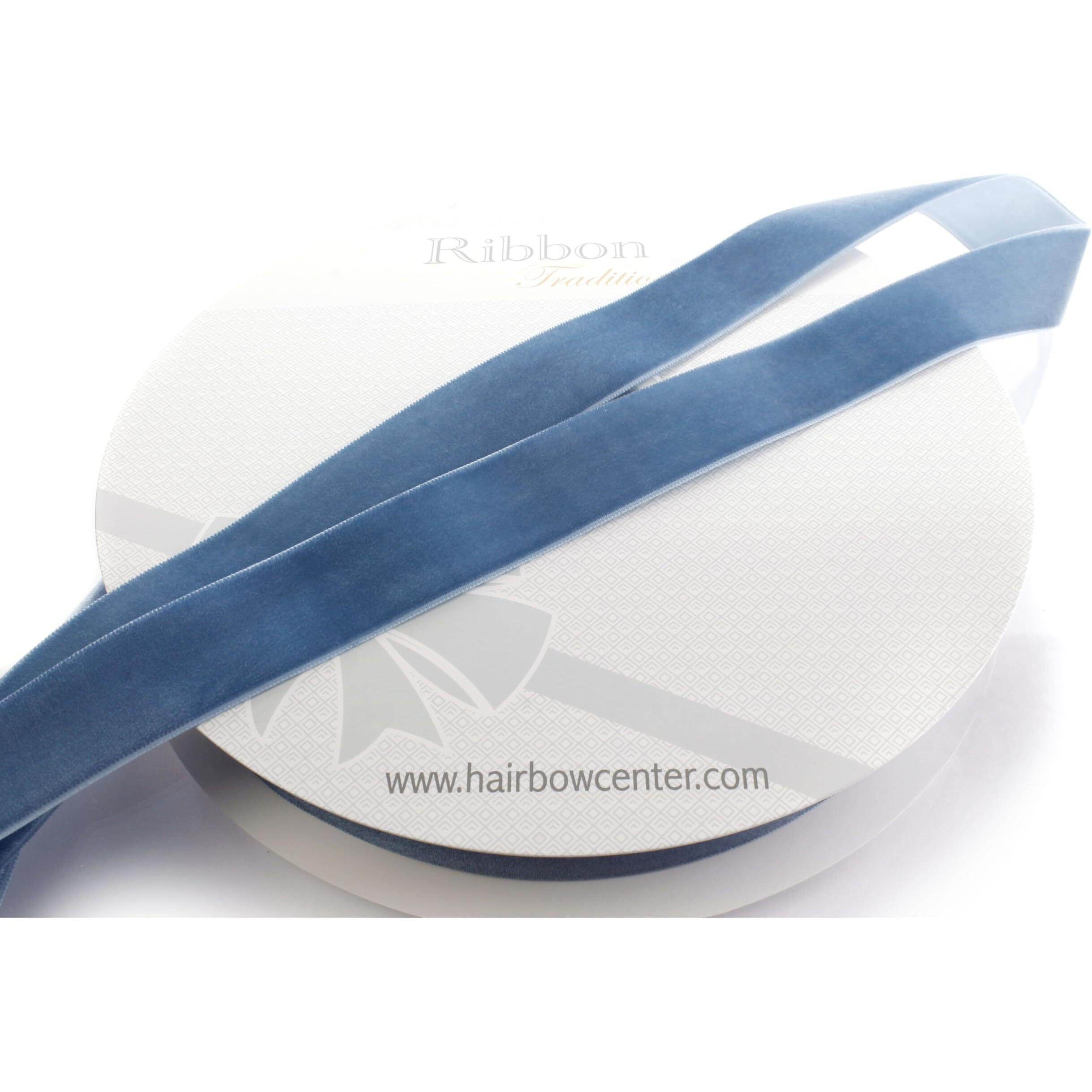 1" Velvet Ribbon Antique Blue 5 Yards Hairbow Center