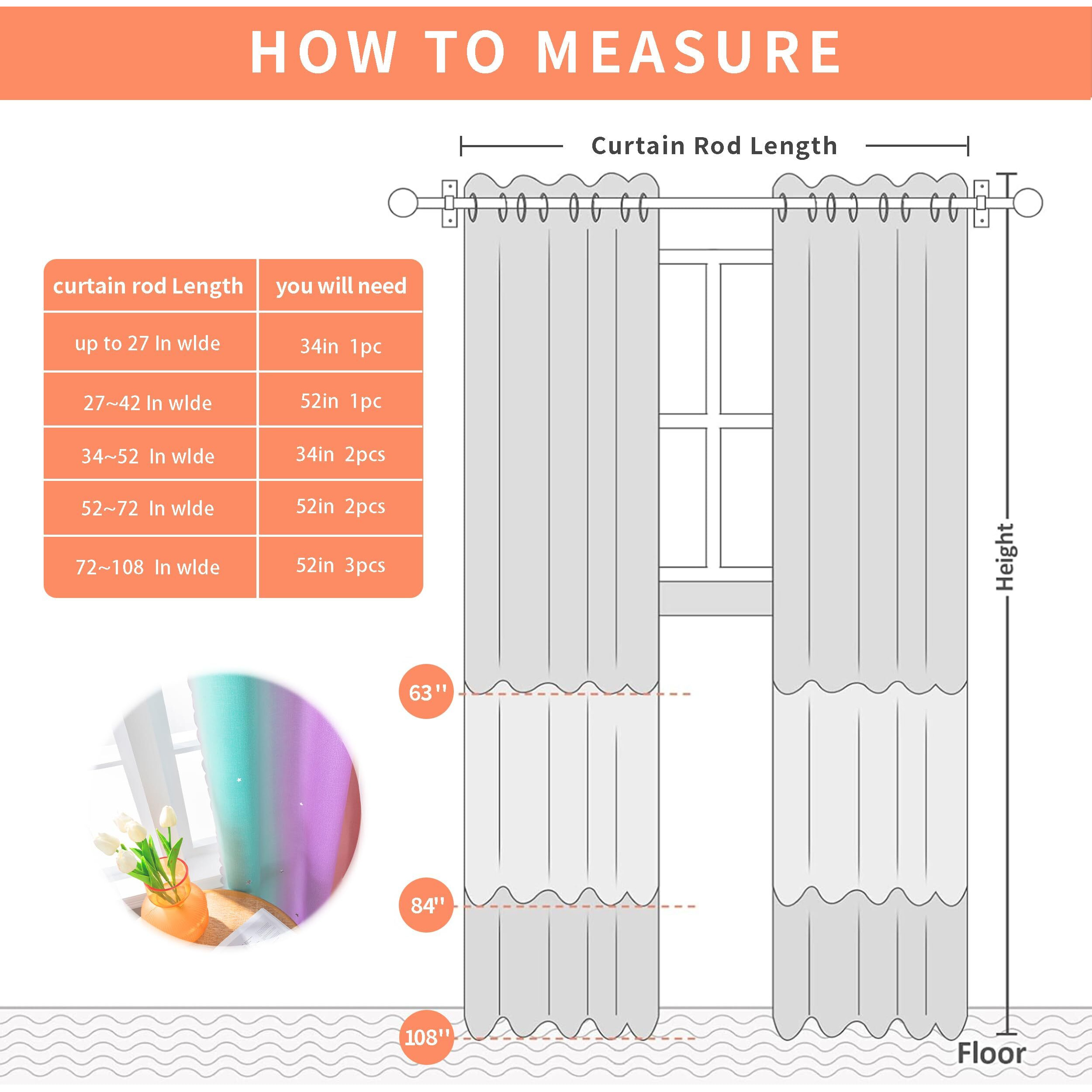 Xidi Dream Star Blackout Curtains For Kids Rooms Girl Princess Curtain For Daughter Bedroom Window (Pink Purple Green, W34 X L84)