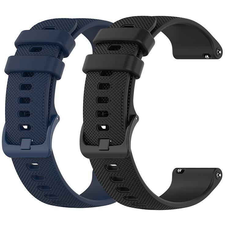 Yeejok 22Mm Silicone Bands Compatible For Fossil Men's Gen 6/5E 44Mm/Gen 5 Lte/Carlyle/Garrett/Women's Julianna Smart Watch, Replacement Quick Released Sport Fitness Watch Strap-Black+Navy Blue