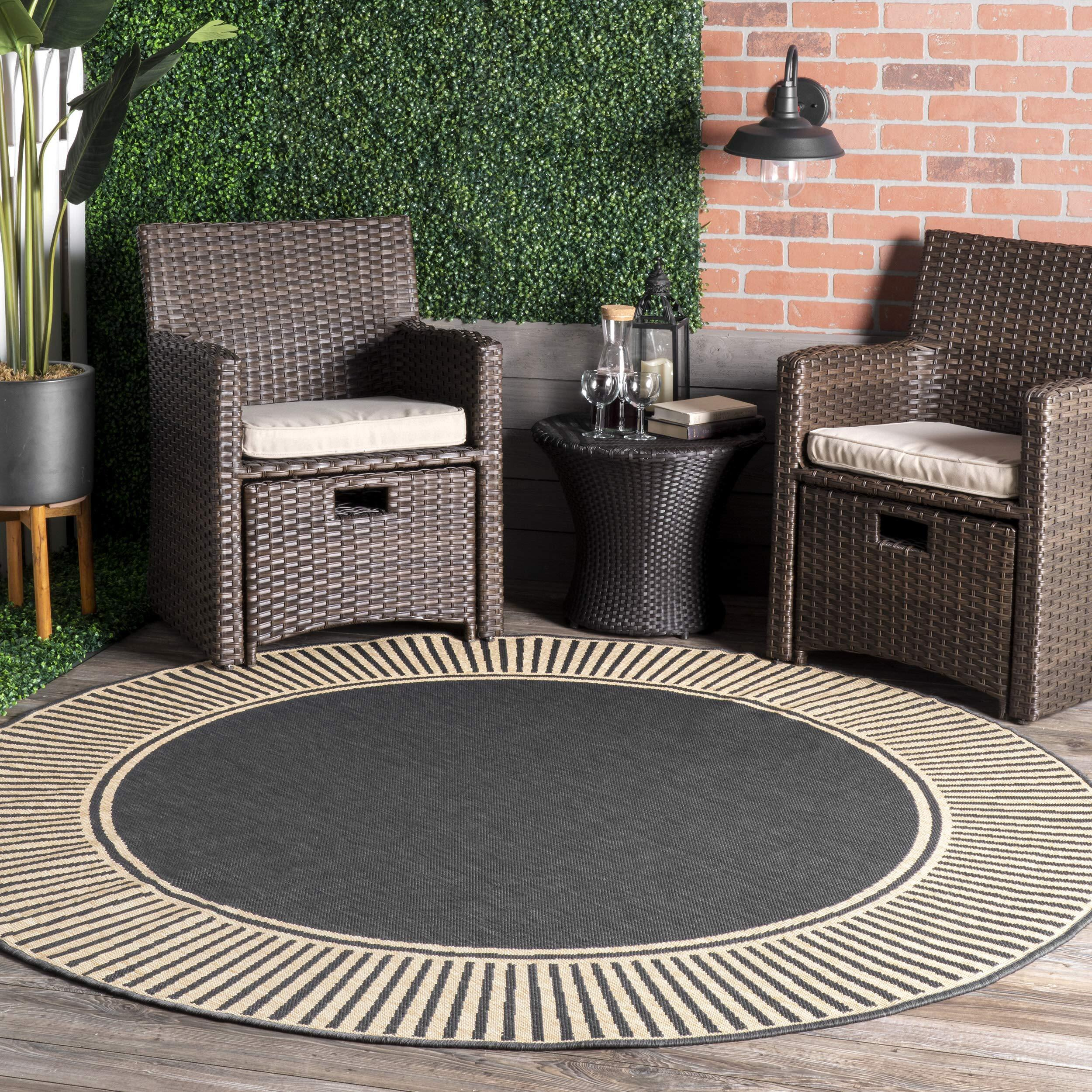 Nuloom Asha Simple Border Indooroutdoor Area Rug, 6 7 Round, Dark Grey