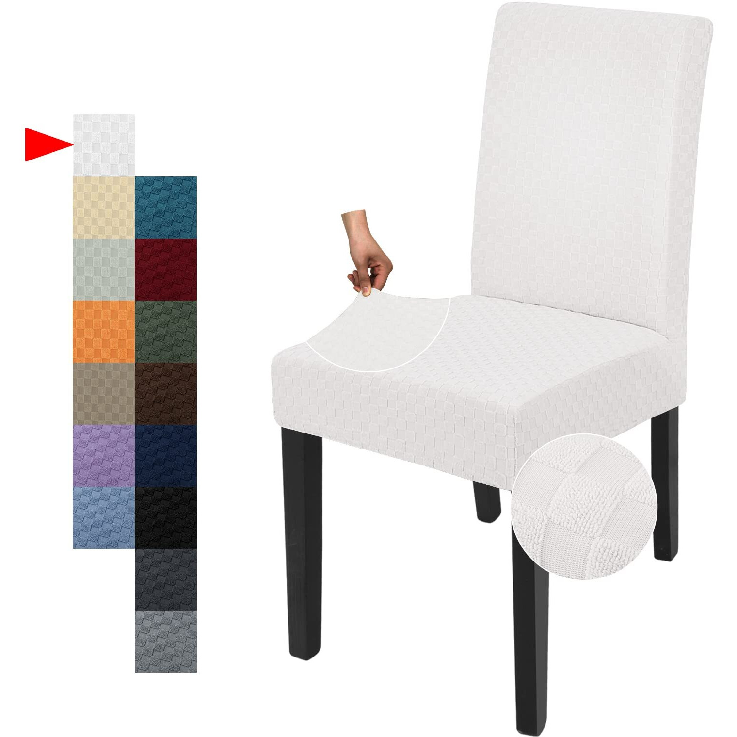 Yemyhom 2 Packs Latest Checkered Dining Chair Slipcover Parsons Chair Furniture Protector Stretch Chair Covers For Dining Room, Restaurant, Kitchen, Party (White)