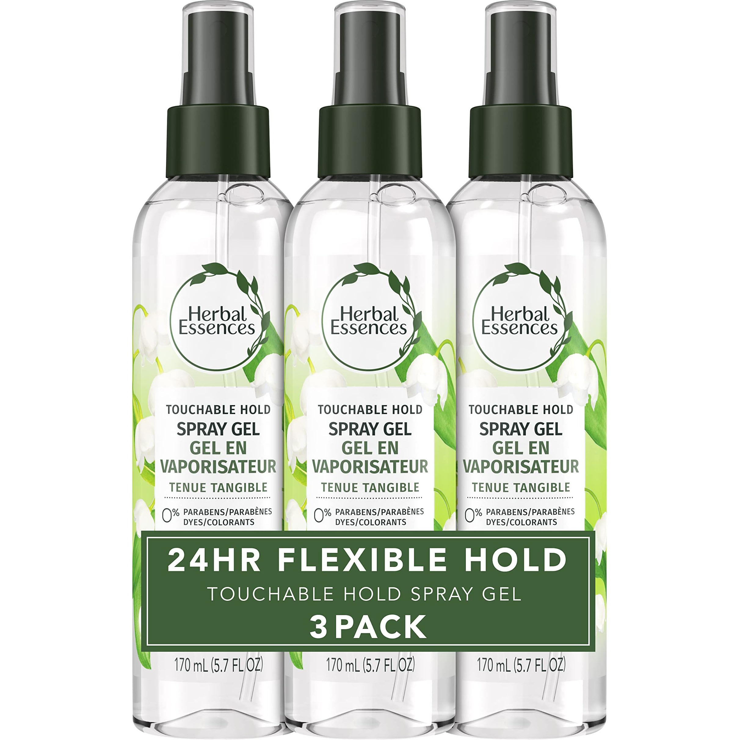 Herbal Essences Hair Spray Gel For Curly Hair, Styling Gel For Women, Touchable Hold, 5.7 Fl Oz (Pack Of 3)