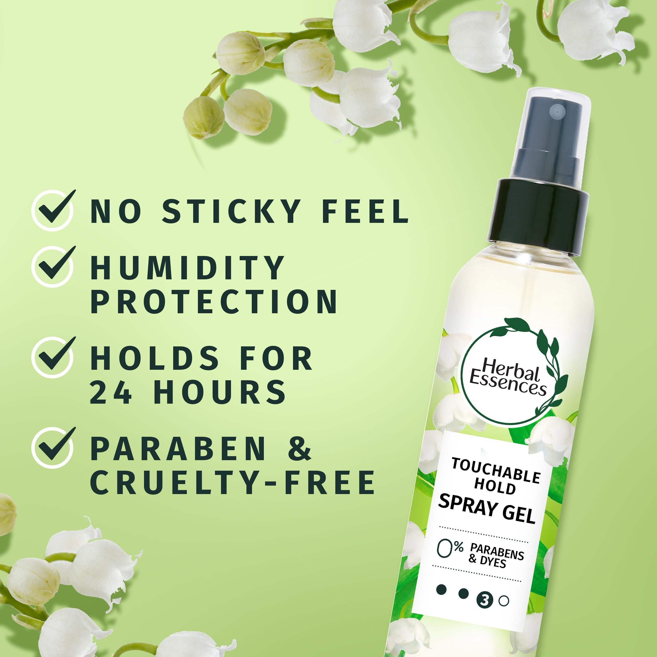 Herbal Essences Hair Spray Gel For Curly Hair, Styling Gel For Women, Touchable Hold, 5.7 Fl Oz (Pack Of 3)