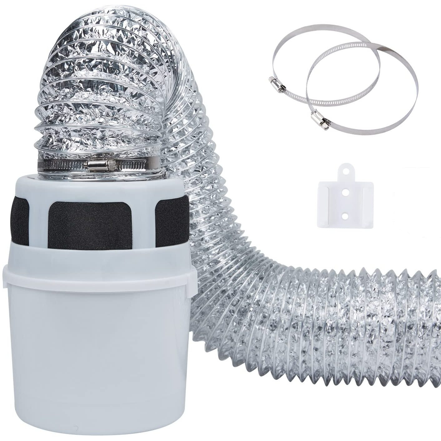 Viwinvela 3 In 1 Indoor Dryer Vent Kit Filter Bucket For Electric Dryer With 4-Inch By 5-Feet Proflex Duct (Silver)