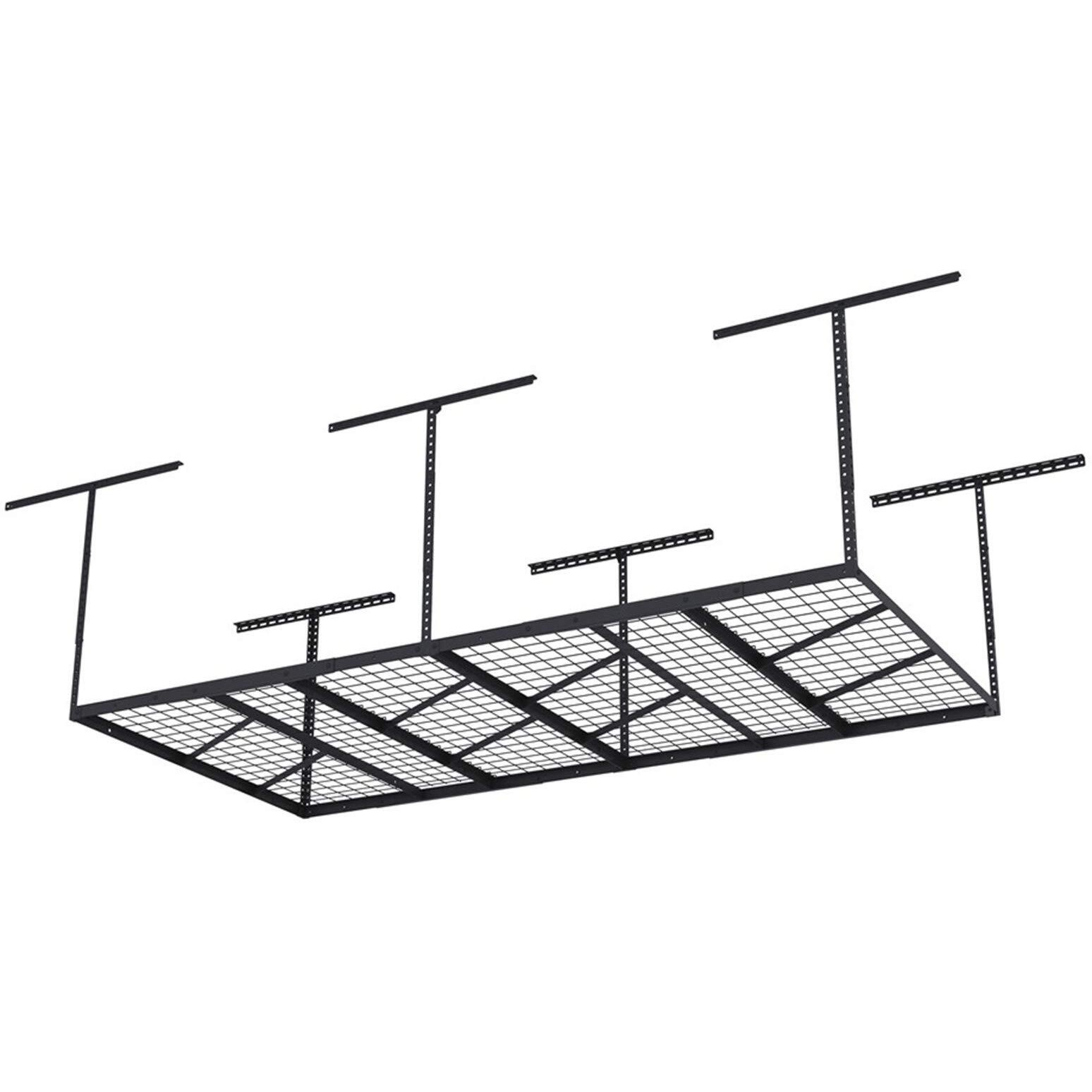 Fleximounts Pro 4X8 Overhead Garage Storage Rack,Adjustable Garage Storage Organization Systerm,Heavy Duty Metal Garage Ceiling Storage Racks,800Lbs Weight Capacity,Black