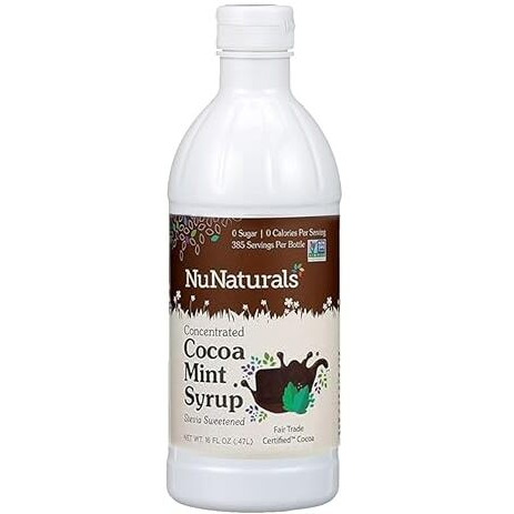 Nunaturals Stevia Syrup, Sugar-Free Sweetener, Plant-Based Sugar Substitute, Zero Calorie, Cocoa Mint Syrup, 16 Oz