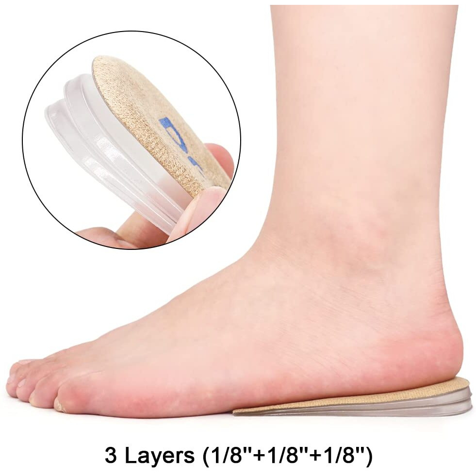 Dr.Foot Adjustable Orthopedic Heel Lift Inserts, Height Increase Insole For Leg Length Discrepancies, Heel Spurs, Heel Pain, Sports Injuries, And Achilles Tendonitis (Beige, 3 Layers)