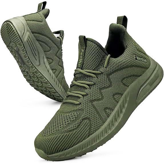 Feethit Running Shoes For Women Non Slip Walking Tennis Shoes Slip On Work Gym Fashion Sneakers Army Green 9