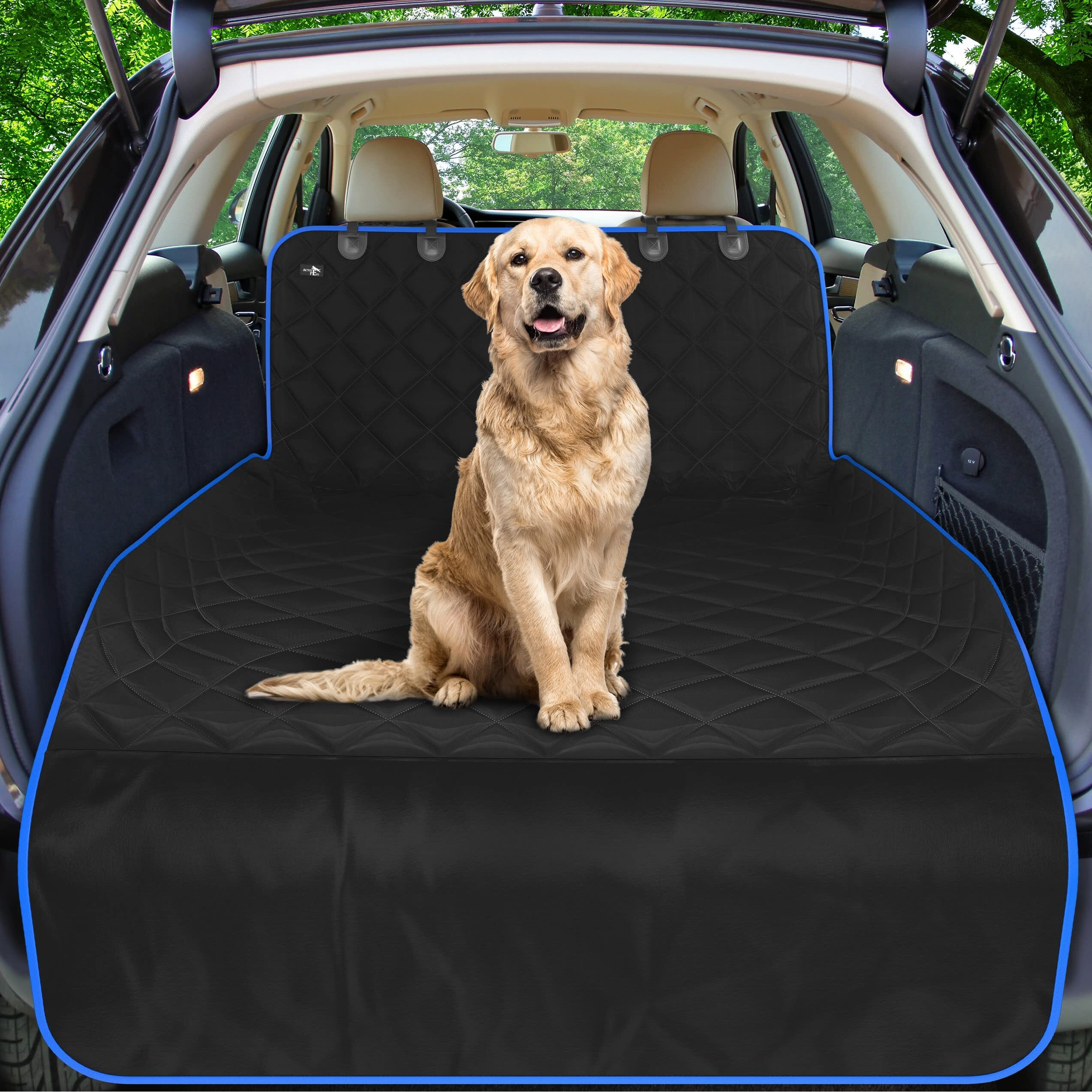 Active Pets Cotton Suv Cargo Liner For Dogs, Durable Non Slip Vehicle Seat Cover, Protects Against Dirt & Fur, Pet Cargo Liner For Suv & Trucks, Large Size Trunk Cover For Dogs Universal Fit - Blue