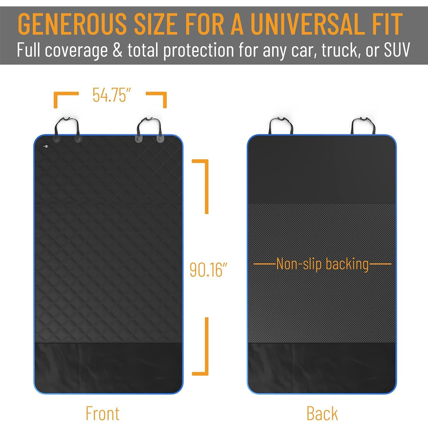 Active Pets Cotton Suv Cargo Liner For Dogs, Durable Non Slip Vehicle Seat Cover, Protects Against Dirt & Fur, Pet Cargo Liner For Suv & Trucks, Large Size Trunk Cover For Dogs Universal Fit - Blue