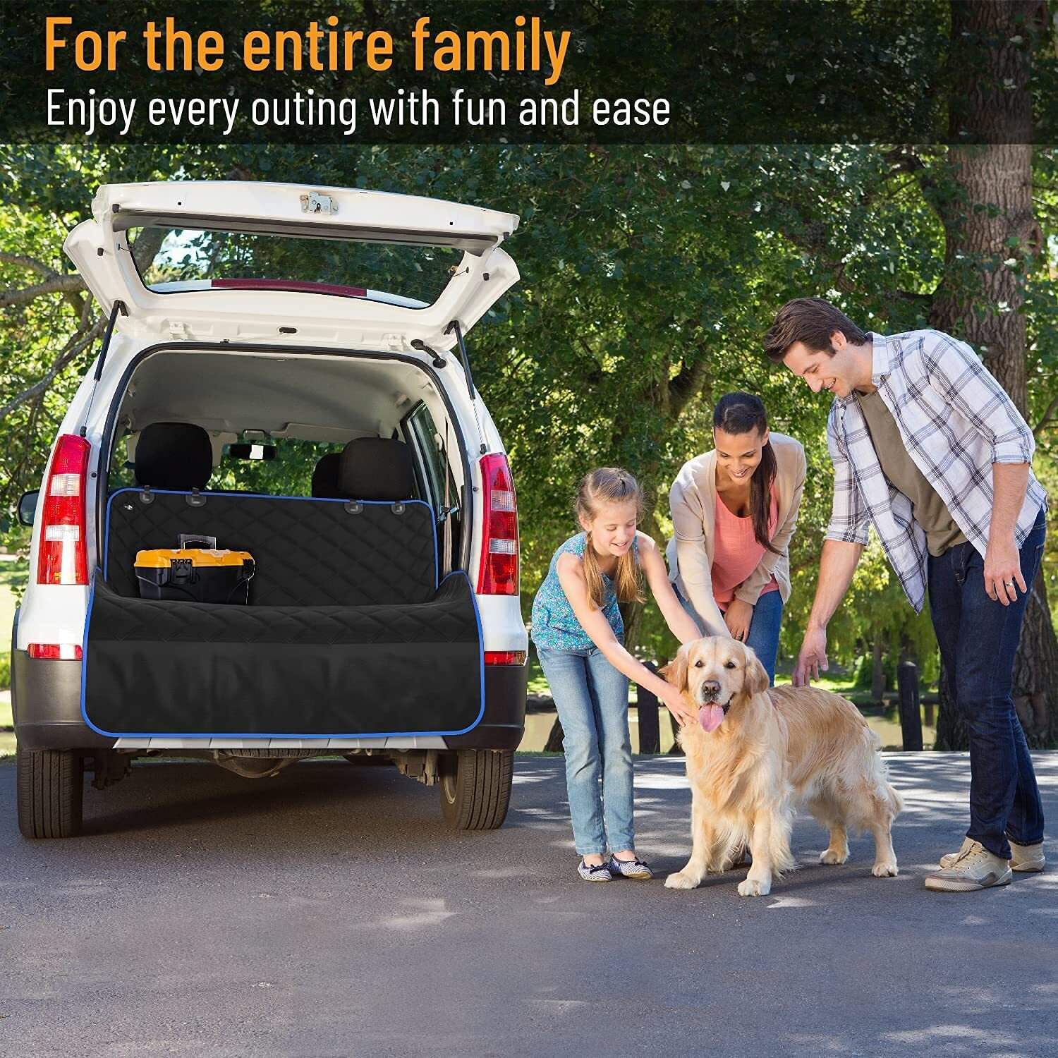 Active Pets Cotton Suv Cargo Liner For Dogs, Durable Non Slip Vehicle Seat Cover, Protects Against Dirt & Fur, Pet Cargo Liner For Suv & Trucks, Large Size Trunk Cover For Dogs Universal Fit - Blue