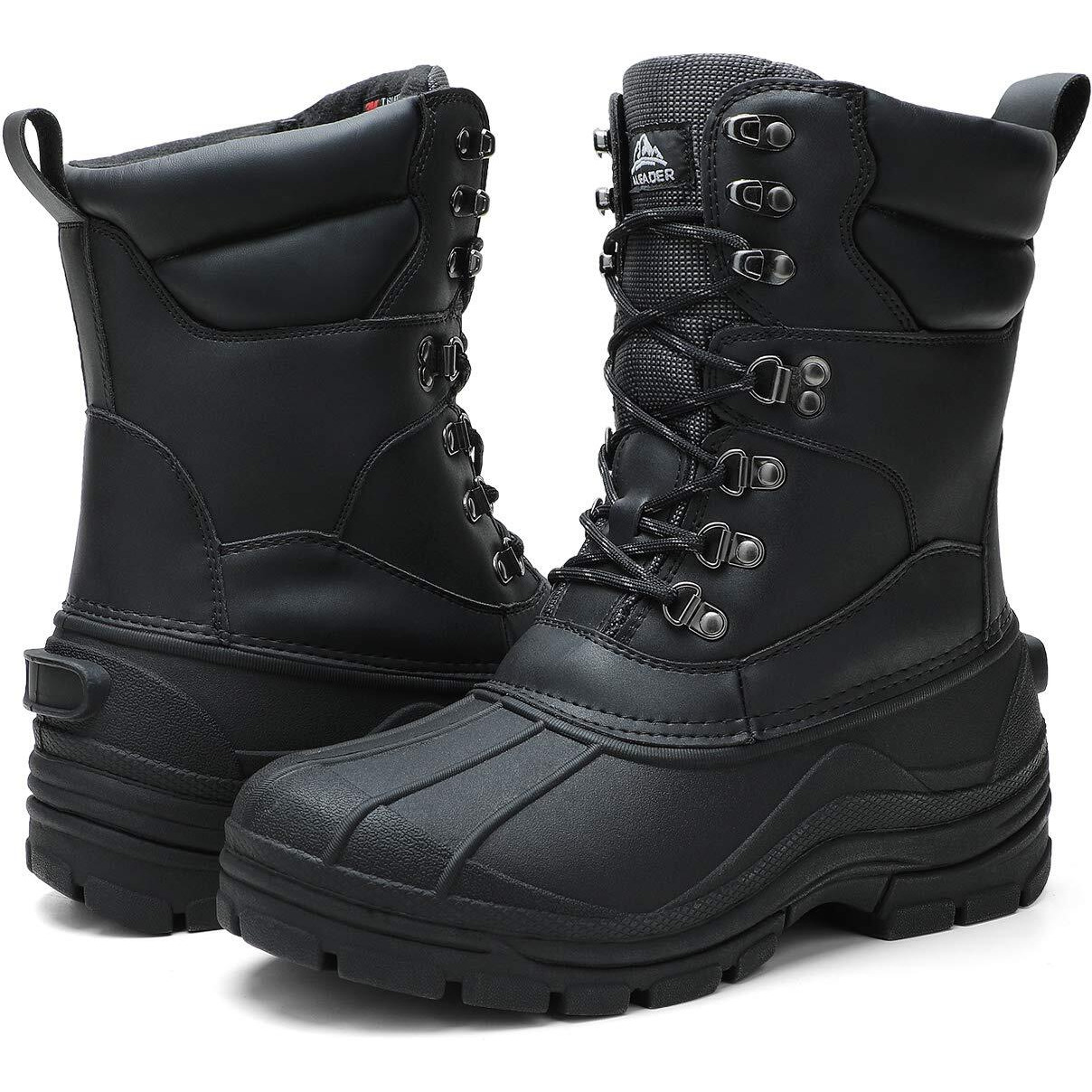 Aleader Mens Snow Boots Waterproof Insulated Cold Weather Winter Warm Boots Black Pu/01 10 Us